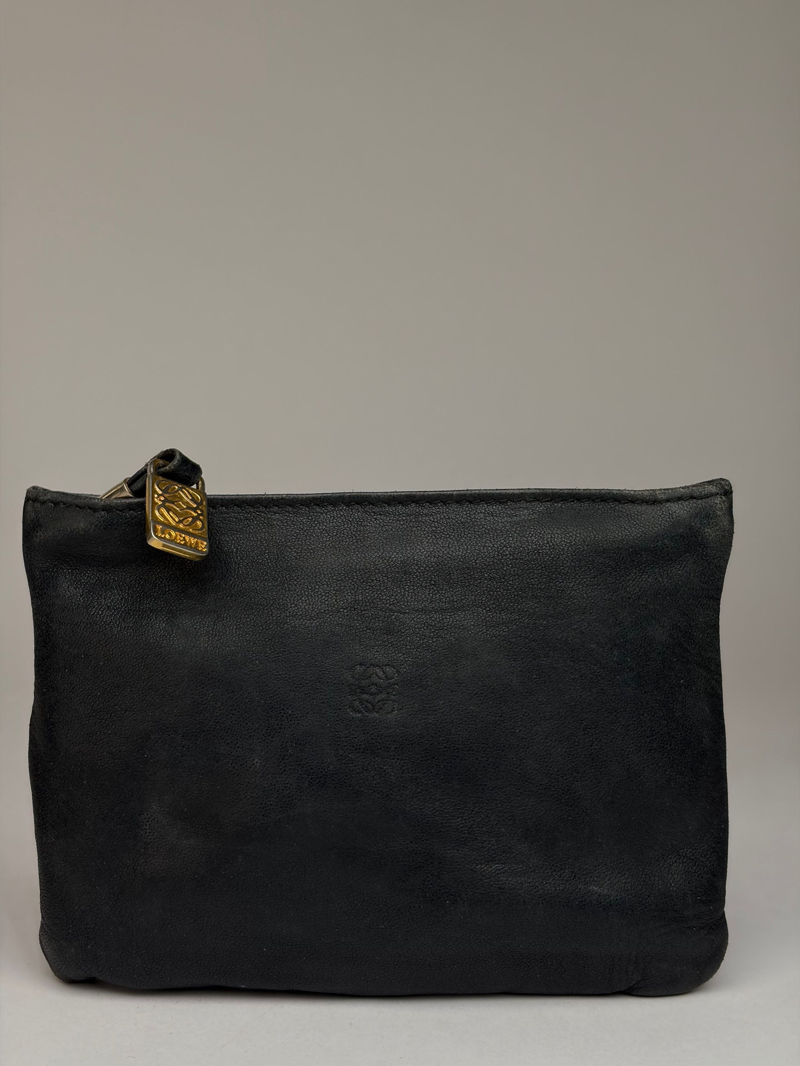 Loewe Vintage Leather Clutch Pouch Late 1970s Black Gold Size ONE SIZE - 1 Thumbnail