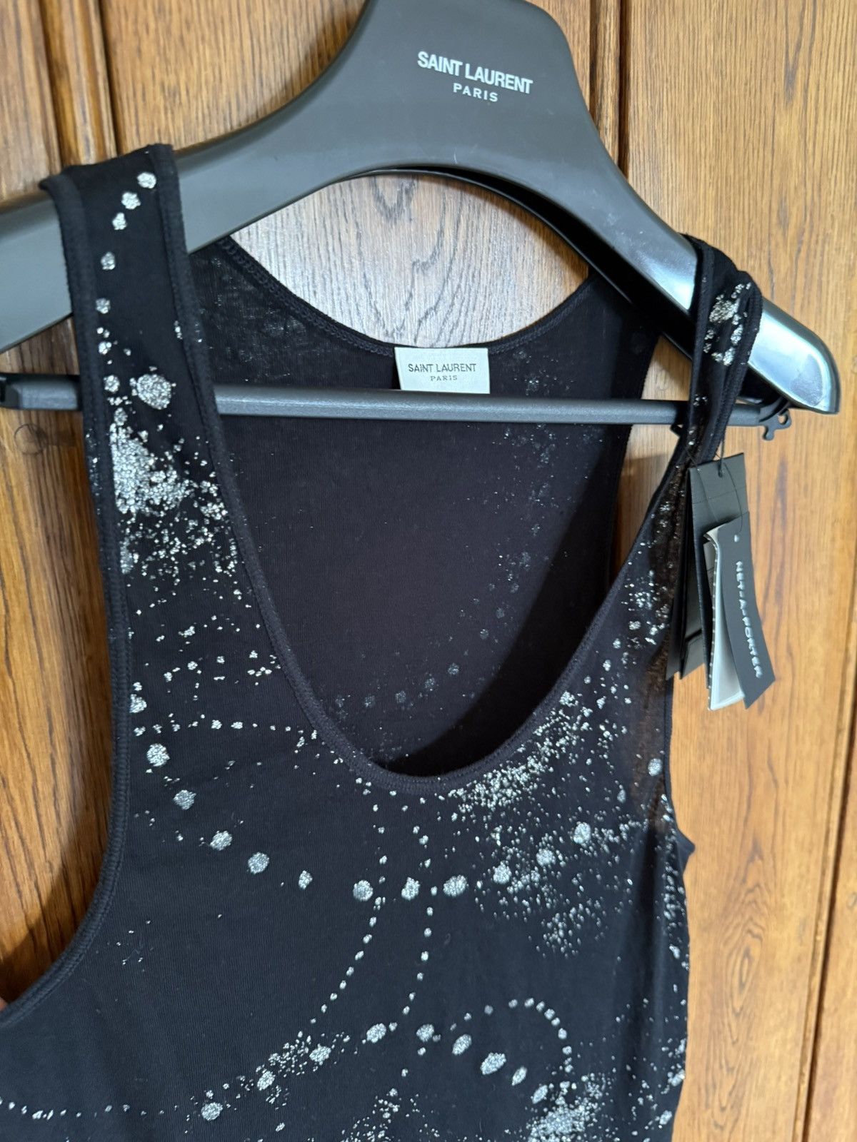 Saint Laurent Paris SS20 Saint Laurent black silver glitter vest tank top L BNWT Size US L / EU 52-54 / 3 - 7 Thumbnail