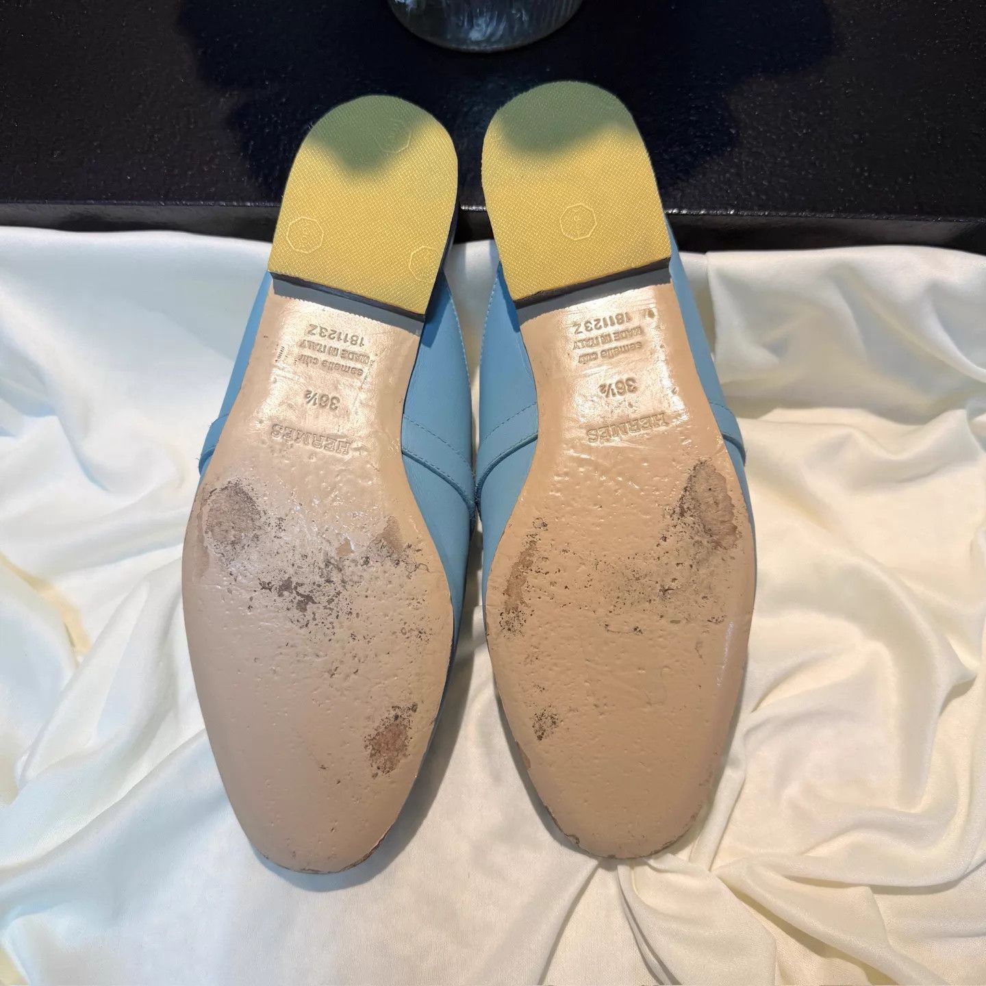 Hermes Hermes Light Blue Kelly Mule 36.5 95 New Silver Buckle Size US 6 / IT 36 - 6 Thumbnail