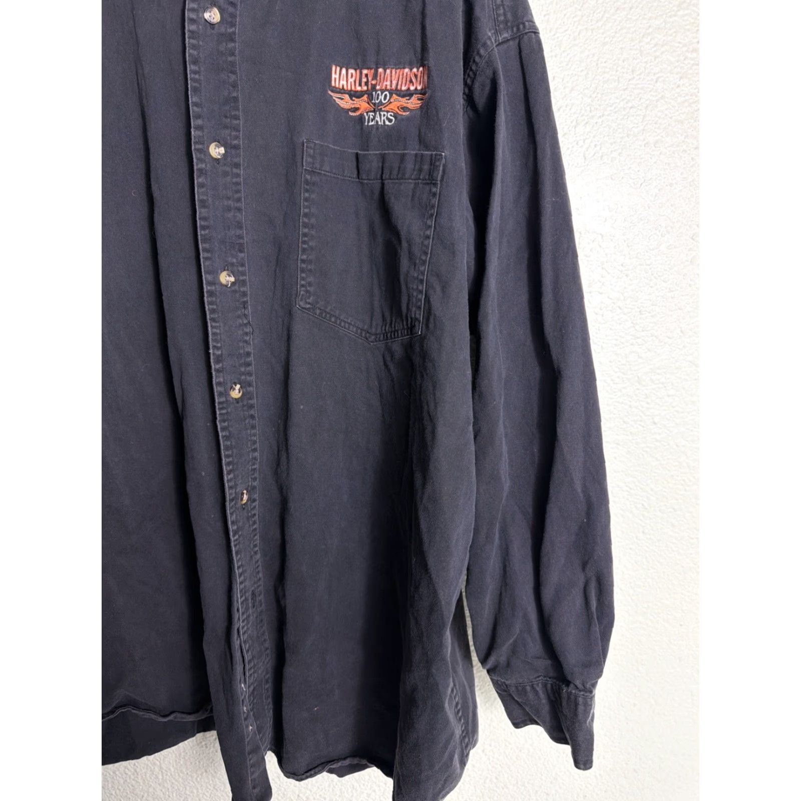 Harley Davidson Y2K Mens XL Short Sleeve Black Button-Down Shirt Harley-Davidson 100th Size US XL / EU 56 / 4 - 5 Thumbnail