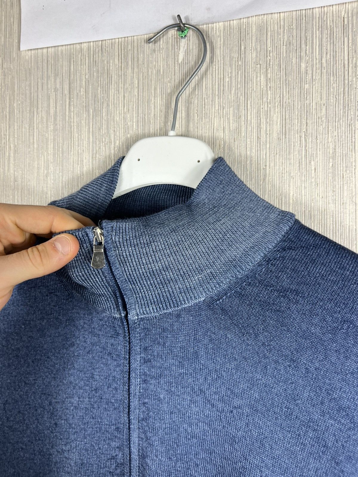 Gran Sasso Gran Sasso virgin wool merino quarter half zip sweater navy Size US L / EU 52-54 / 3 - 13 Thumbnail