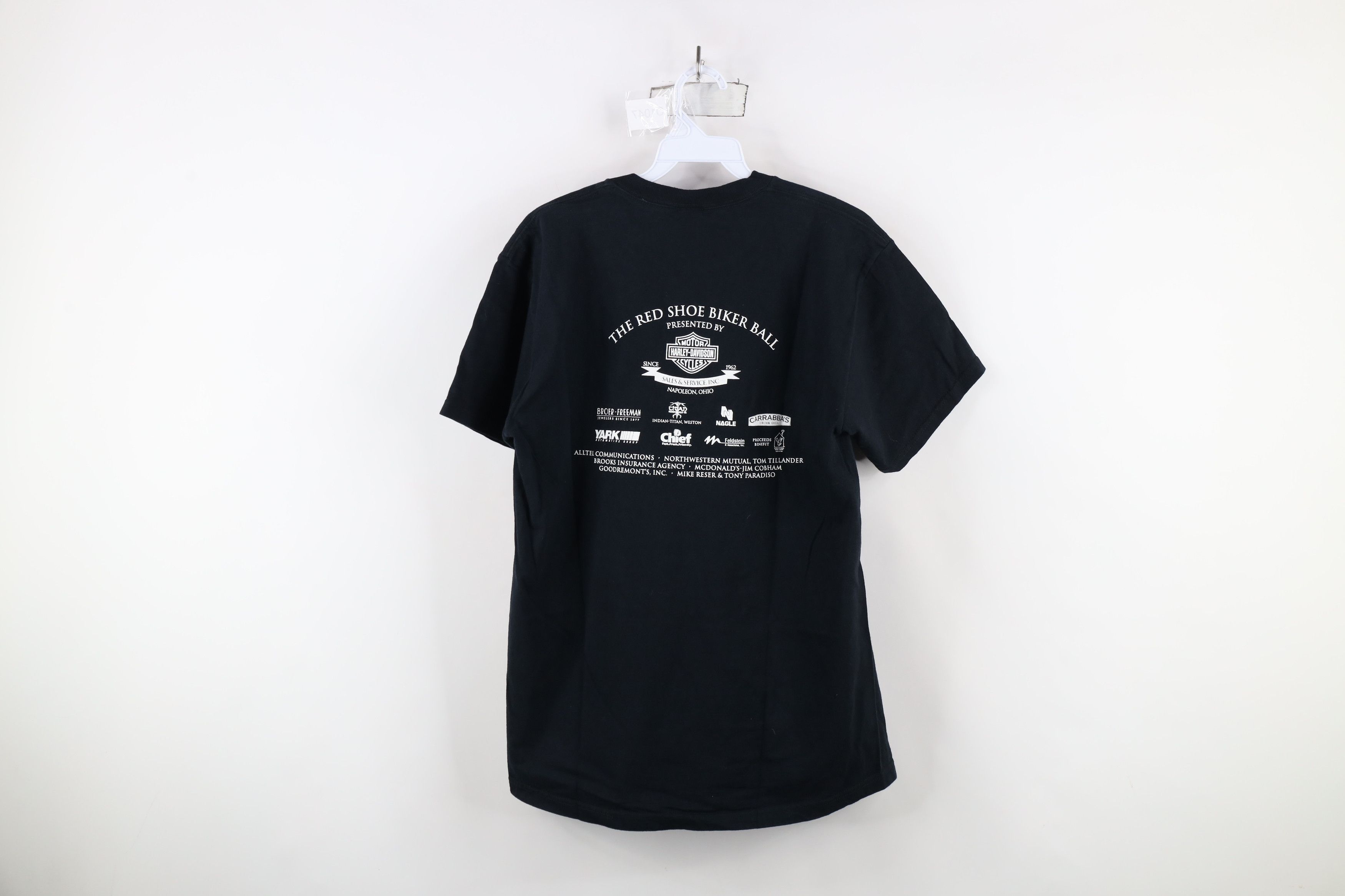 Harley Davidson × Vintage Vintage Harley Davidson Red Shoe Biker Ball T-Shirt Black Size US M / EU 48-50 / 2 - 11 Thumbnail