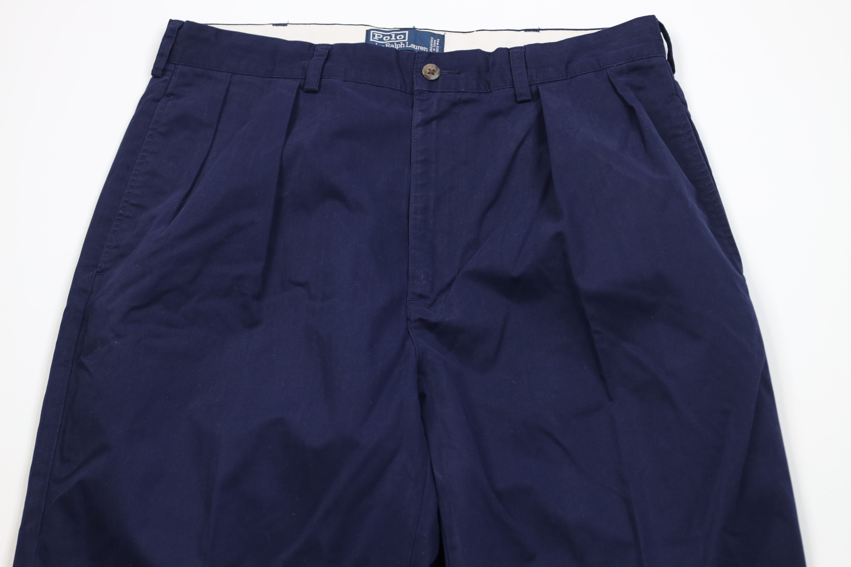 Ralph Lauren Vintage 90s Ralph Lauren Wide Leg Chino Pants Navy Blue Size US 32 / EU 48 - 2 Thumbnail