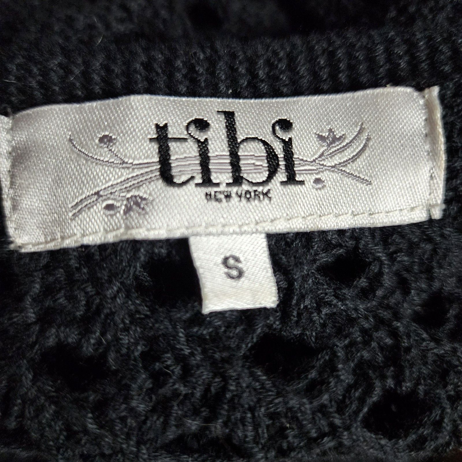 Tibi Tibi Black Cotton Dress – Size Small – Open Knit – Midi Len Size S / US 4 / IT 40 - 2 Thumbnail