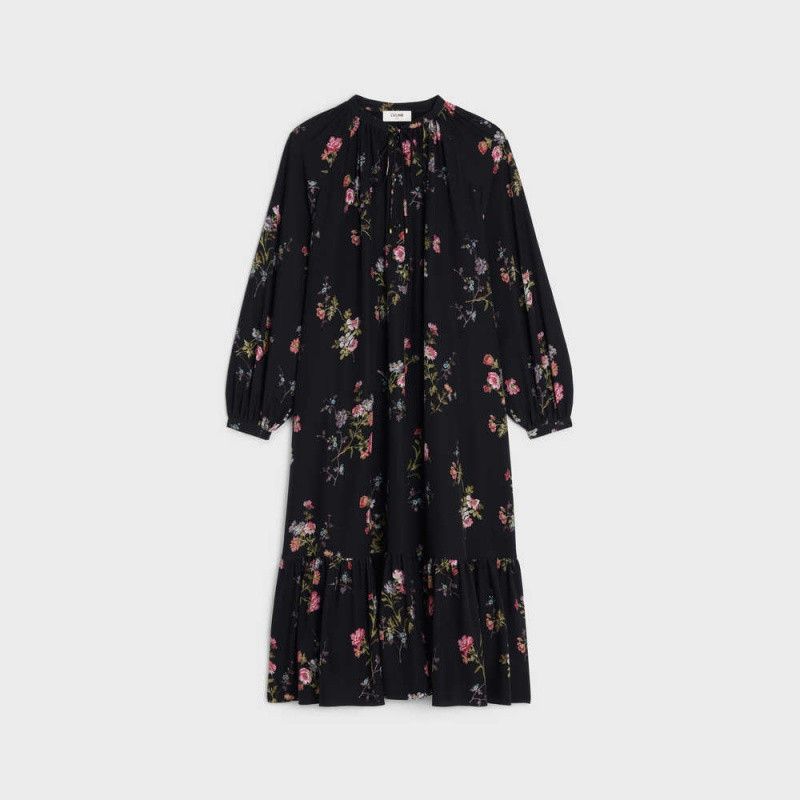 Celine o1bcso1str0824 Folk Dress In Crêpe De Chine in Multicolor Size XXS / US 00 / IT 34 - 1 Thumbnail