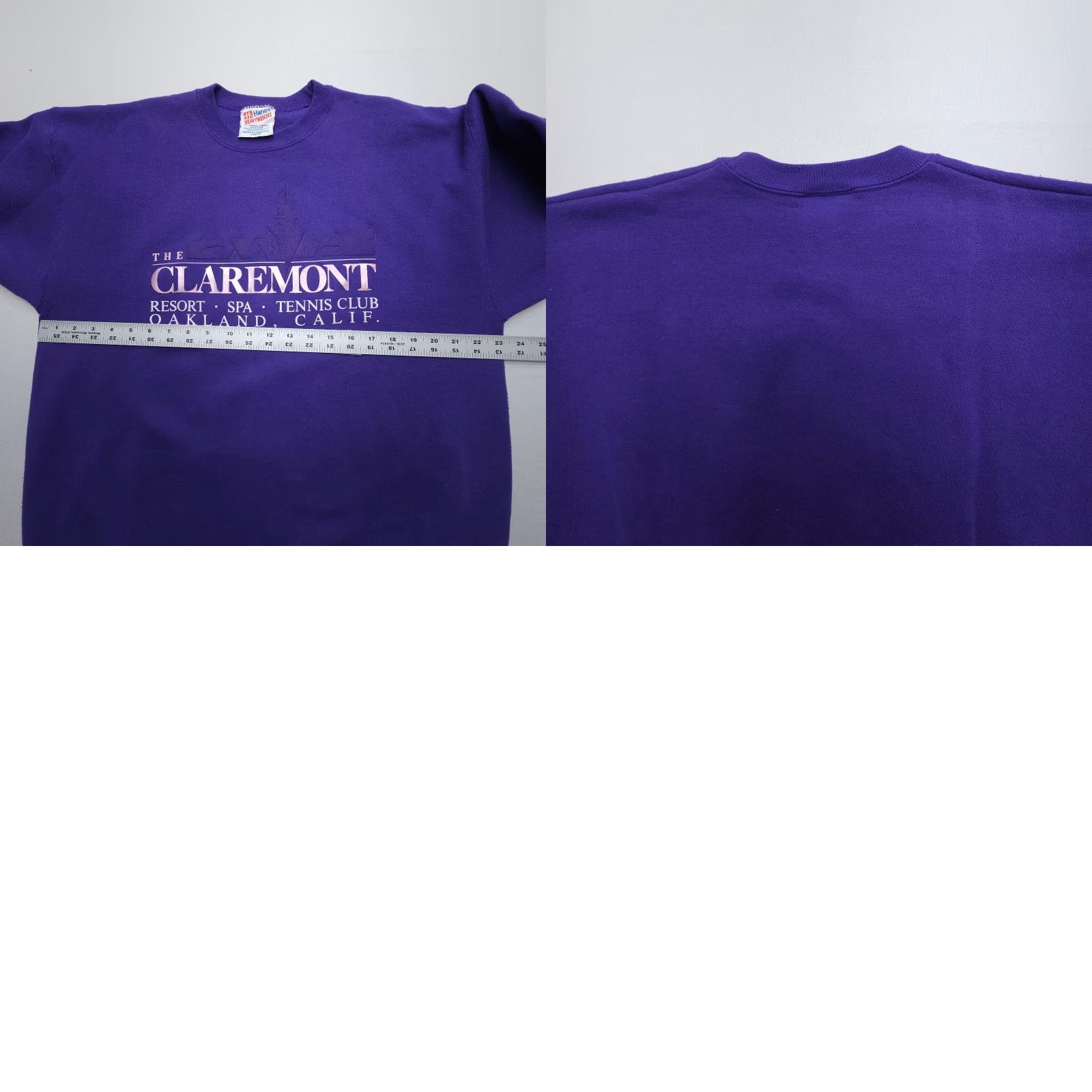Hanes VINTAGE Hanes Sweatshirt Mens L Purple USA 50/50 Claremont Resort Graphic Print Crew Neck Fleece Logo 80s 90s All Seasons Size US L / EU 52-54 / 3 - 8 Thumbnail