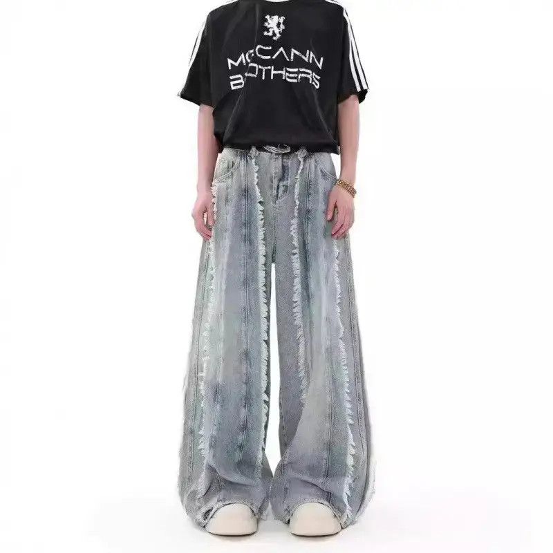 Japanese Brand Retro loose fringe patchwork jeans Size US 32 / EU 48 - 1 Thumbnail
