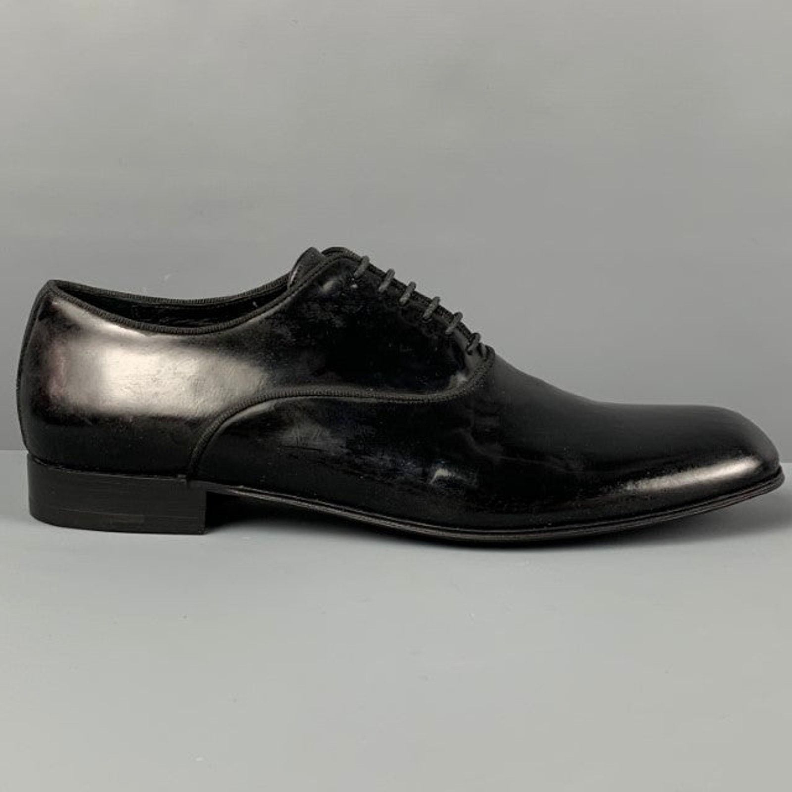 Ermenegildo Zegna Size 8.5 Black Patent Leather Oxford Lace Up Shoes Size US 8.5 / EU 41-42 - 2 Thumbnail