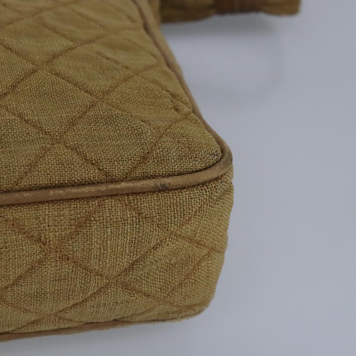 CHANEL Matelasse Shoulder Bag Canvas Beige CC