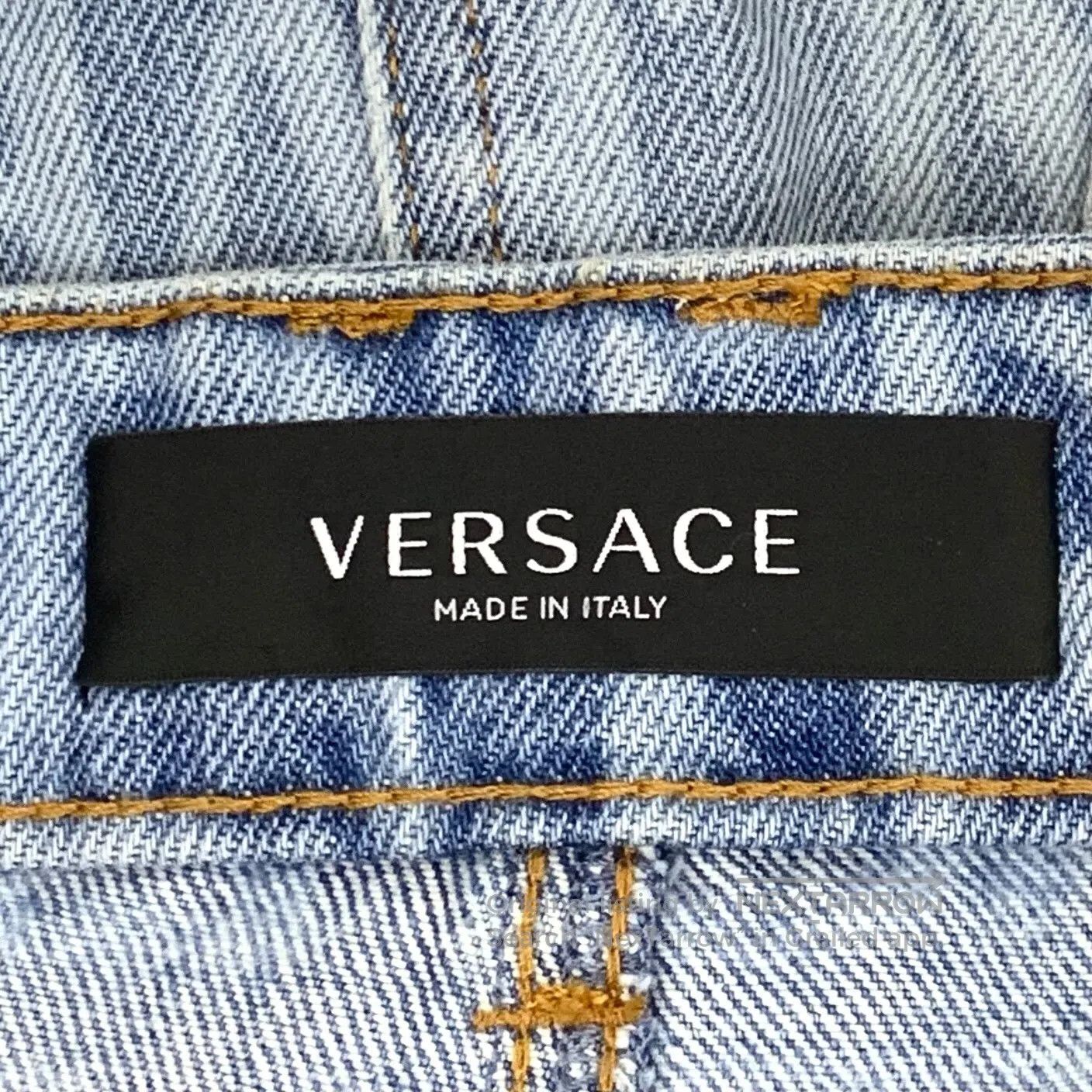 Versace Versace Blue Logo Letter Printed Cotton Denim Skirt Short Size 37" - 7 Thumbnail