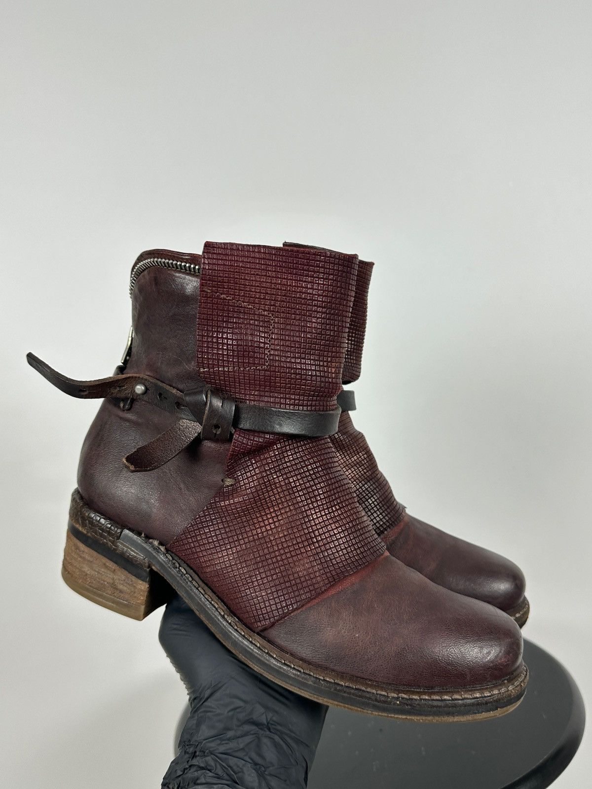 A.S.98 A.S.98. Airstep Burgundy Leather Biker Ankle Boho Boots Size US 9 / IT 39 - 1 Thumbnail