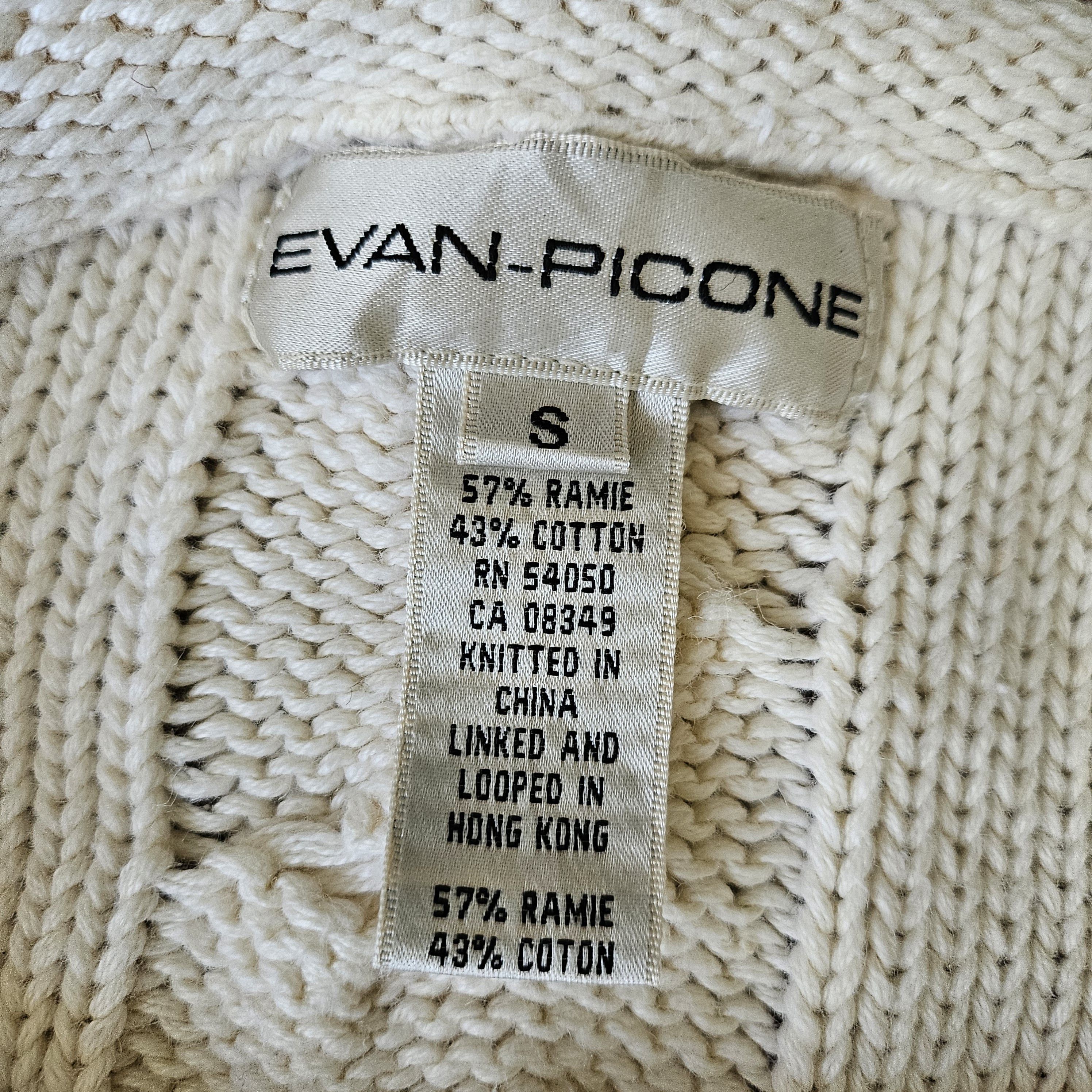 Evan Picone × Vintage Vtg Evan-Picone Sweater Ivory Cable-Knit Ramie/Cotton Size US S / EU 44-46 / 1 - 4 Thumbnail