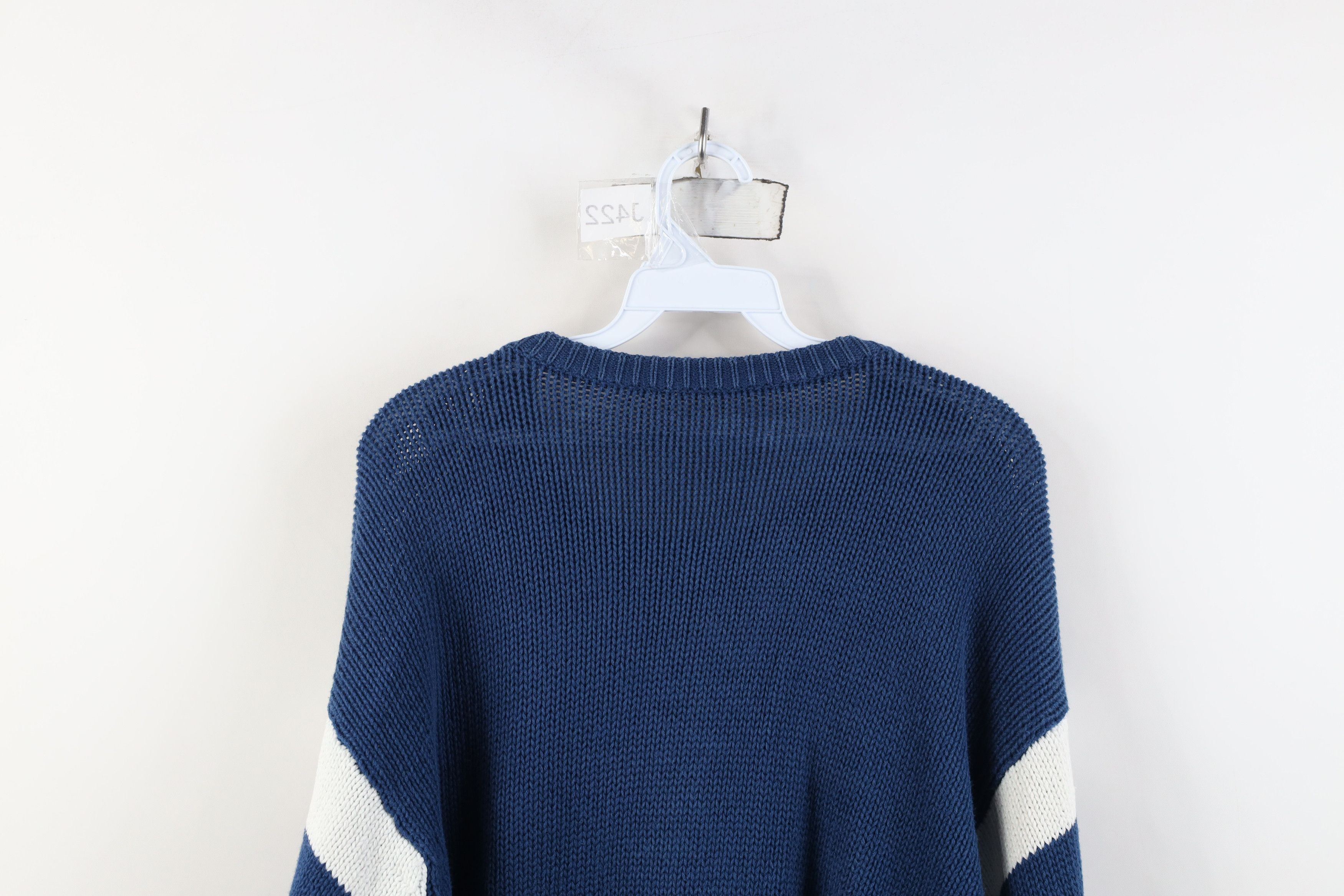 Vintage Vintage 90s Streetwear Block Knit Crewneck Sweater Blue Size US L / EU 52-54 / 3 - 11 Thumbnail