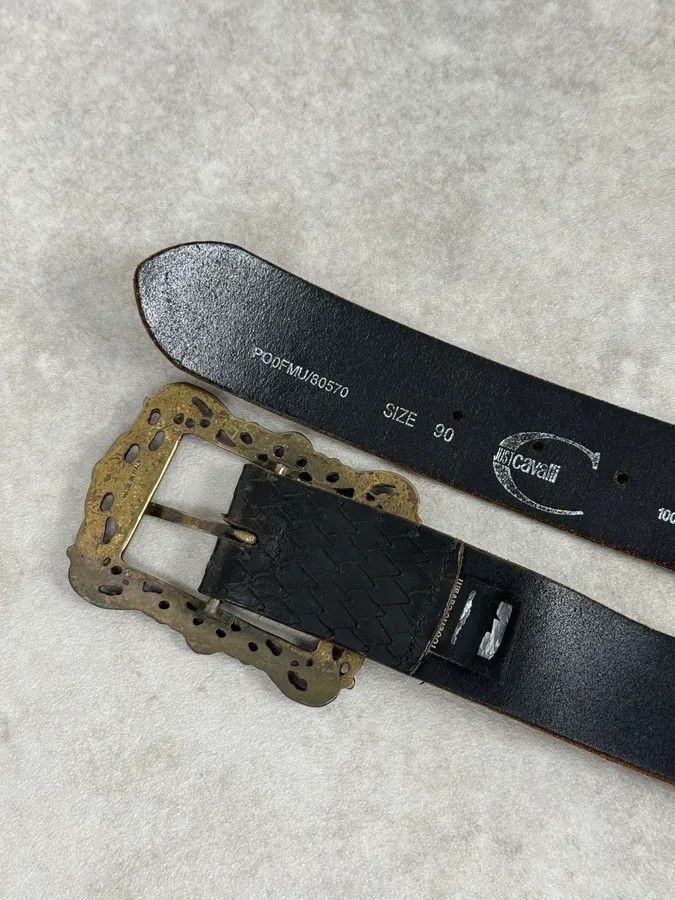 Just Cavalli AW2008 Cavalli Black Snakeskin Effect Studded Leather Belt Size ONE SIZE - 5 Thumbnail