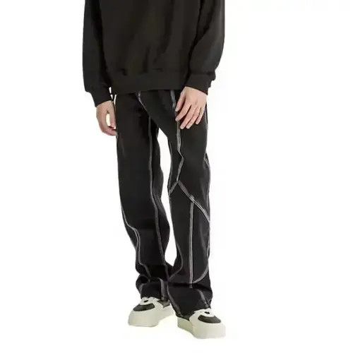 High Sport × Japanese Brand × Jean Striped Black Stacked Denim Jeans Size US 30 / EU 46 - 1 Thumbnail