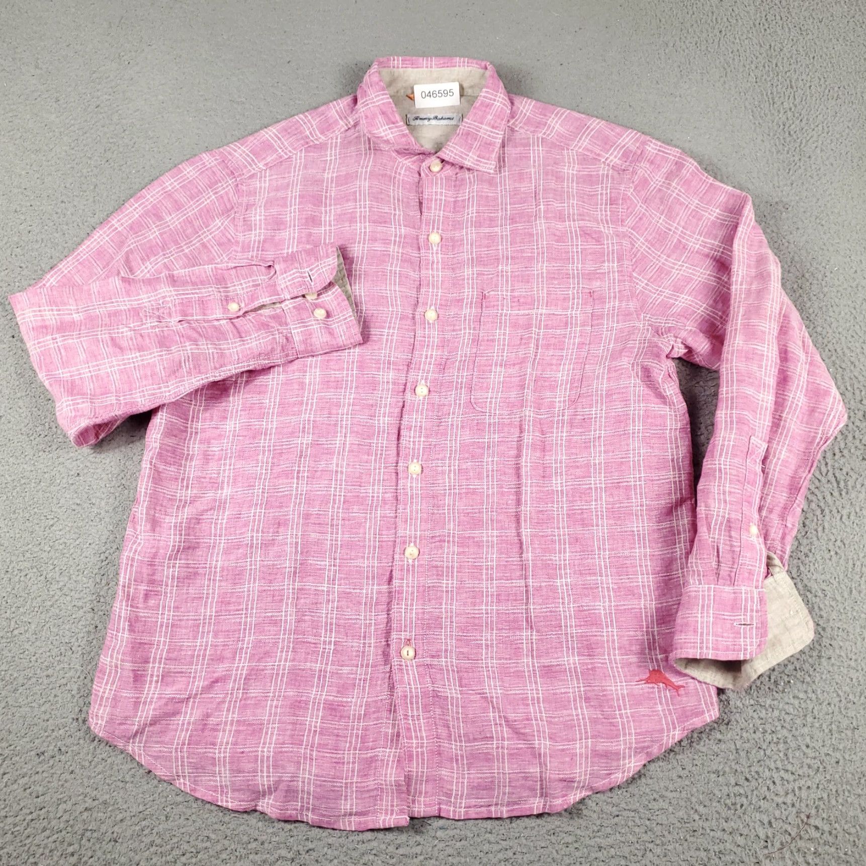 Tommy Bahama Tommy Bahama Shirt Mens Medium Purple Plaid Linen Button Up Long Sleeve Shirt Size US M / EU 48-50 / 2 - 2 Thumbnail