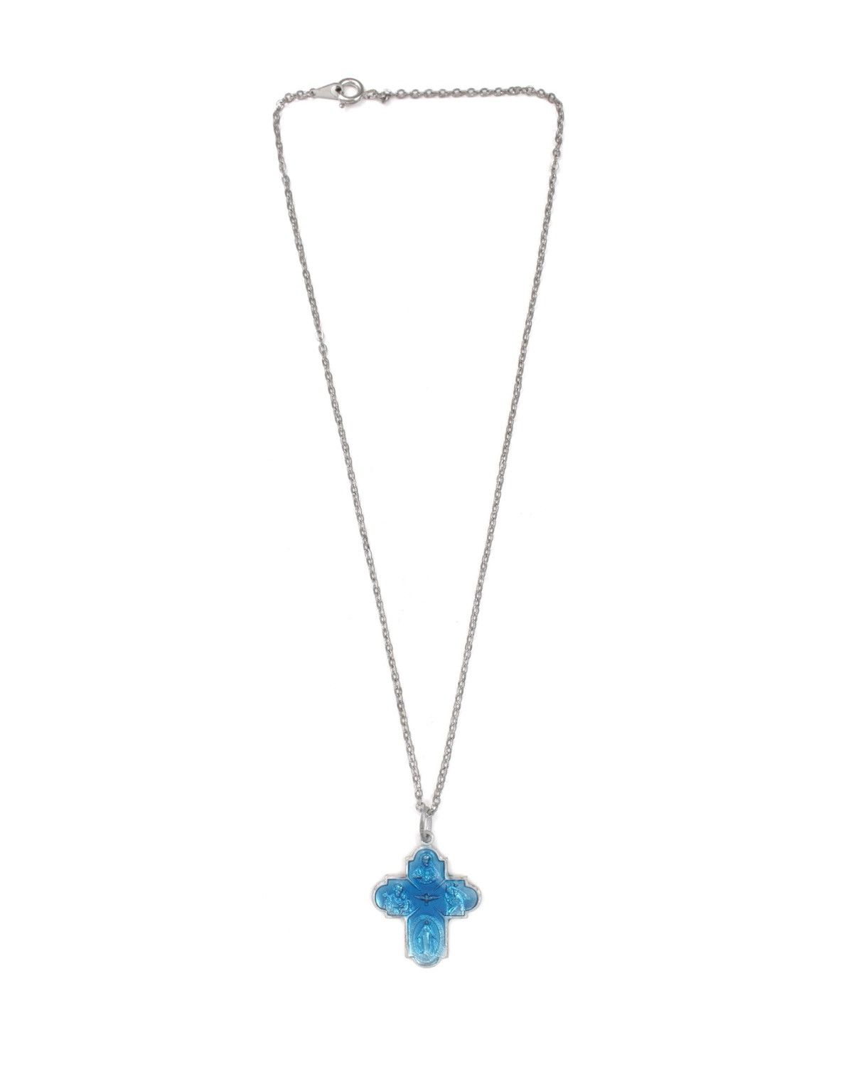 Vintage 2000S JAPANESE MADE BLUE ENAMEL DEVOTIONAL CROSS NECKLACE Size ONE SIZE - 2 Thumbnail