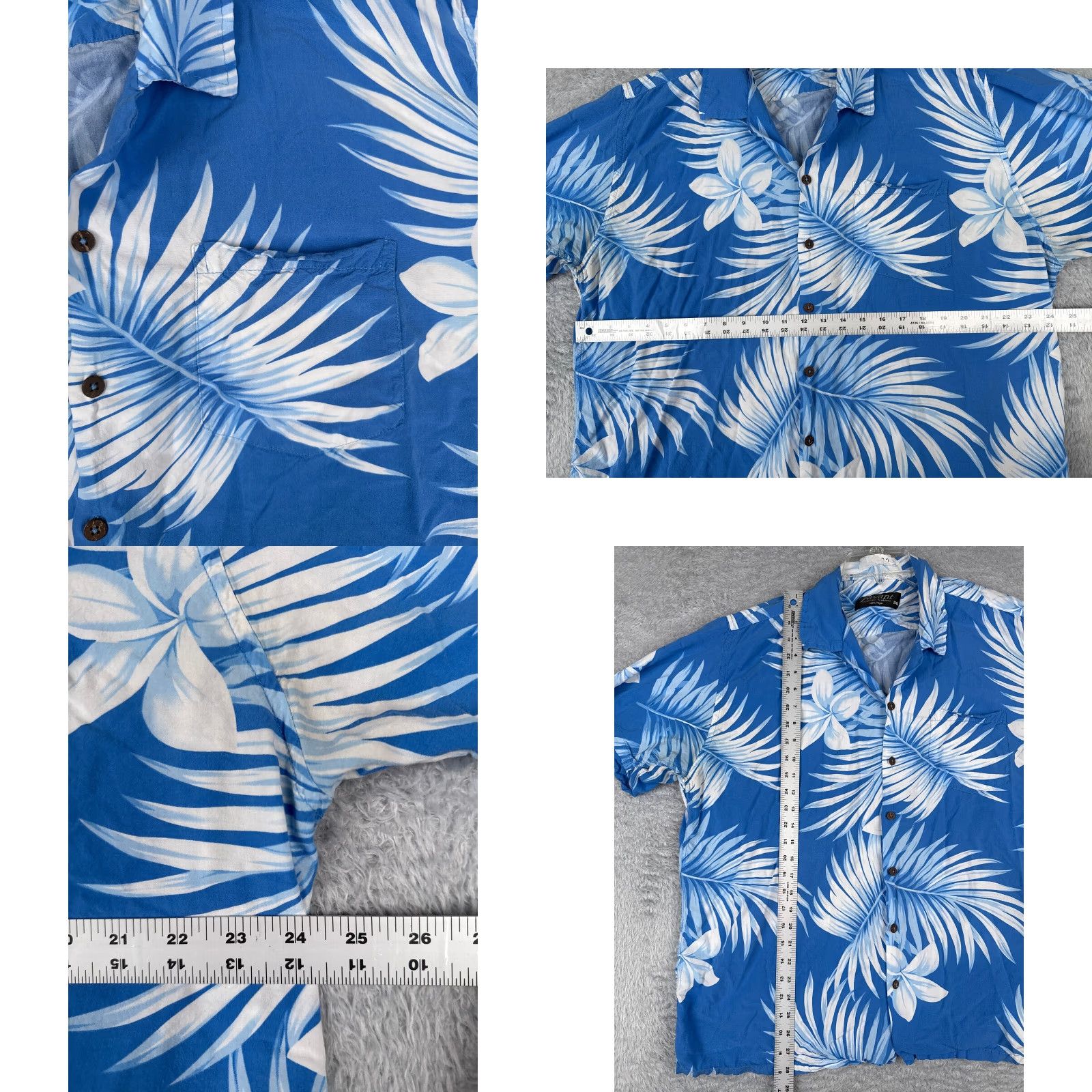Vintage VINTAGE Favant Shirt Men 2XL XXL Blue Floral Plumeria Palm 100% Rayon Hawaiian Button Up Size US XXL / EU 58 / 5 - 8 Thumbnail