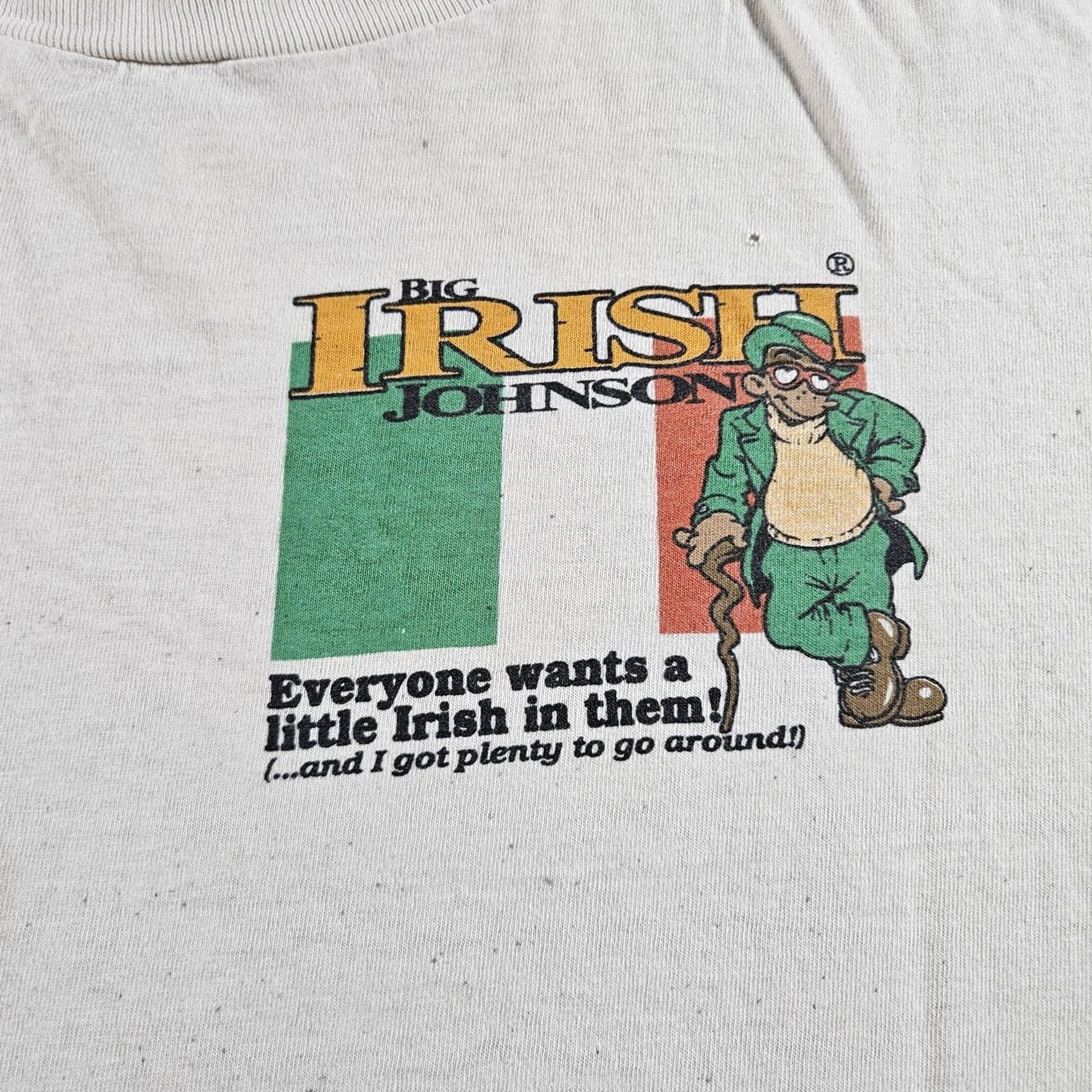 Big John VINTAGE Big Johnson Shirt Mens XL White Graphic Print Crew Neck Short Sleeve St Patrick's Day Irish 1997 Mens Size US XL / EU 56 / 4 - 2 Thumbnail
