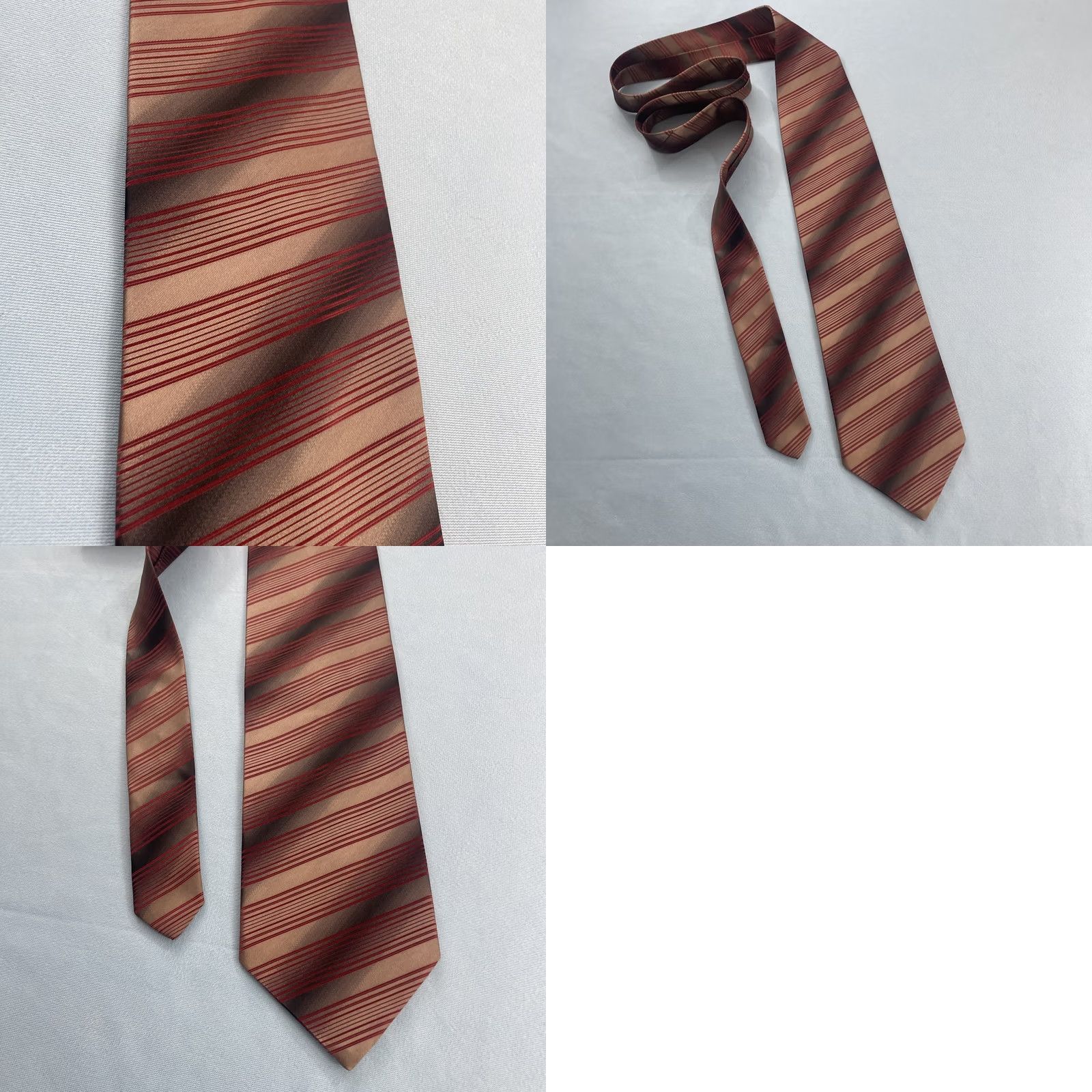 Vintage VINTAGE Repp Geometric Illusion Necktie Silk ITALY 4x57" Silver Red Abstract Pattern Designer Wide Men’s Tie Size ONE SIZE - 11 Thumbnail