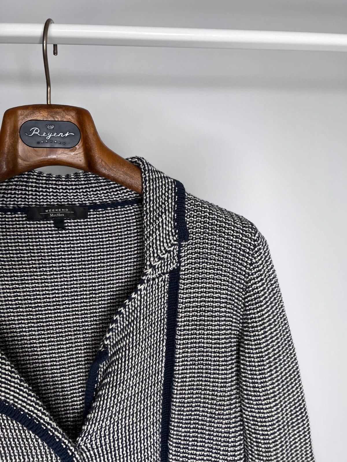 Weekend Max Mara MAX MARA Weekend Knit Blazer Jacket Blue White Striped Size M / US 6-8 / IT 42-44 - 3 Thumbnail