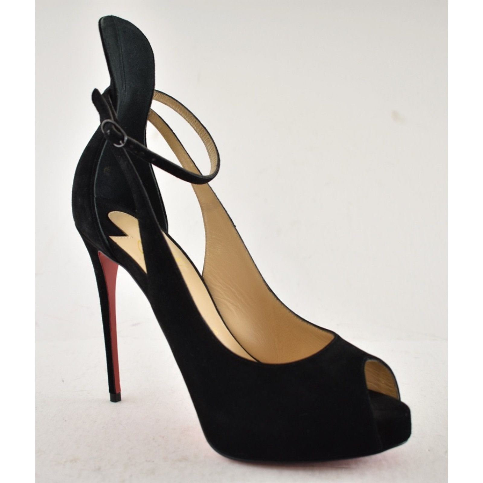 Christian Louboutin Mascaralta 120 Black Suede Peep Platform Sandal Heel Pump 36 Size US 6 / IT 36 - 4 Thumbnail