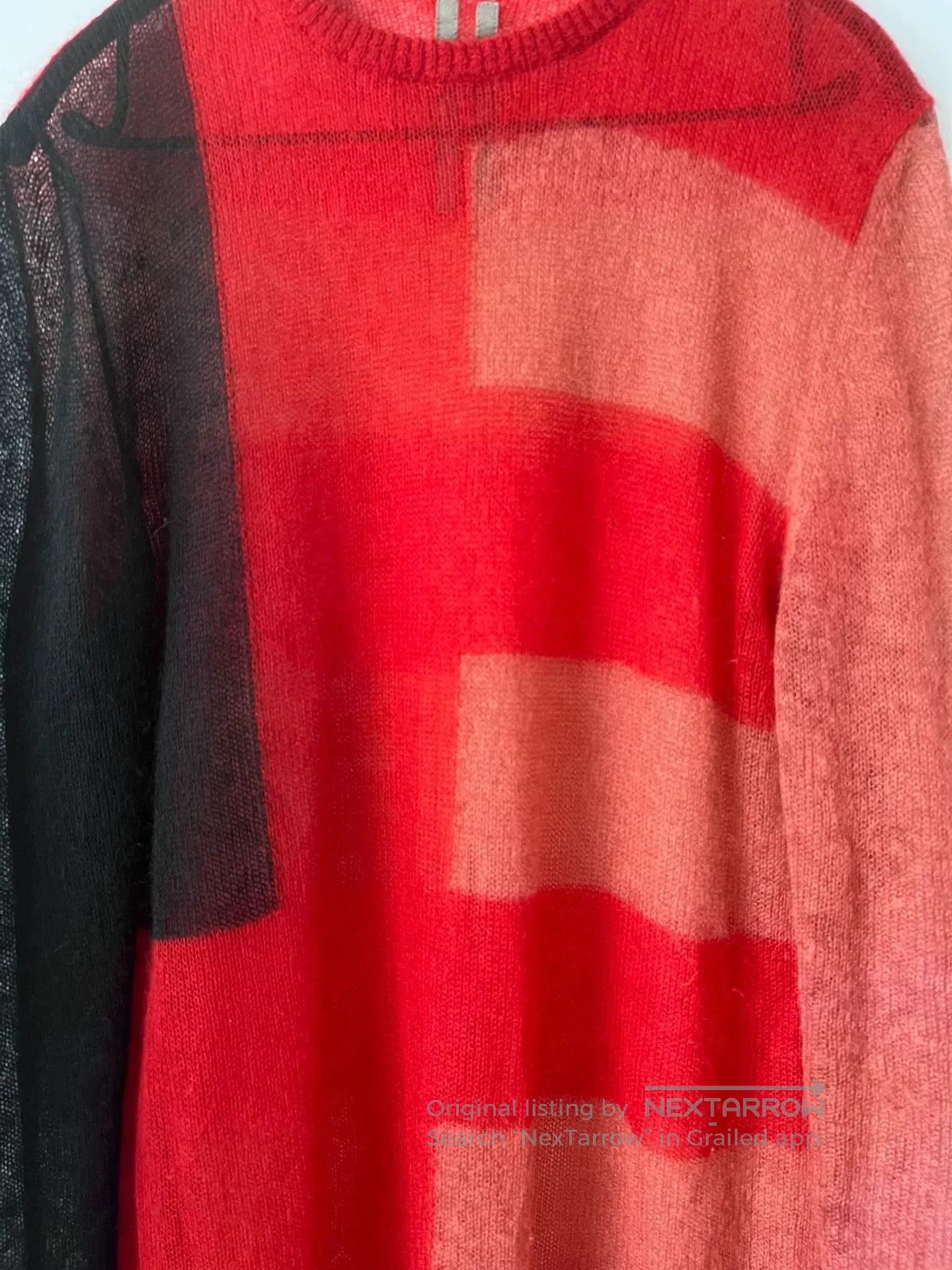 Rick Owens red patchwork mohair sweater. Size XXS / US 00 / IT 34 - 2 Thumbnail