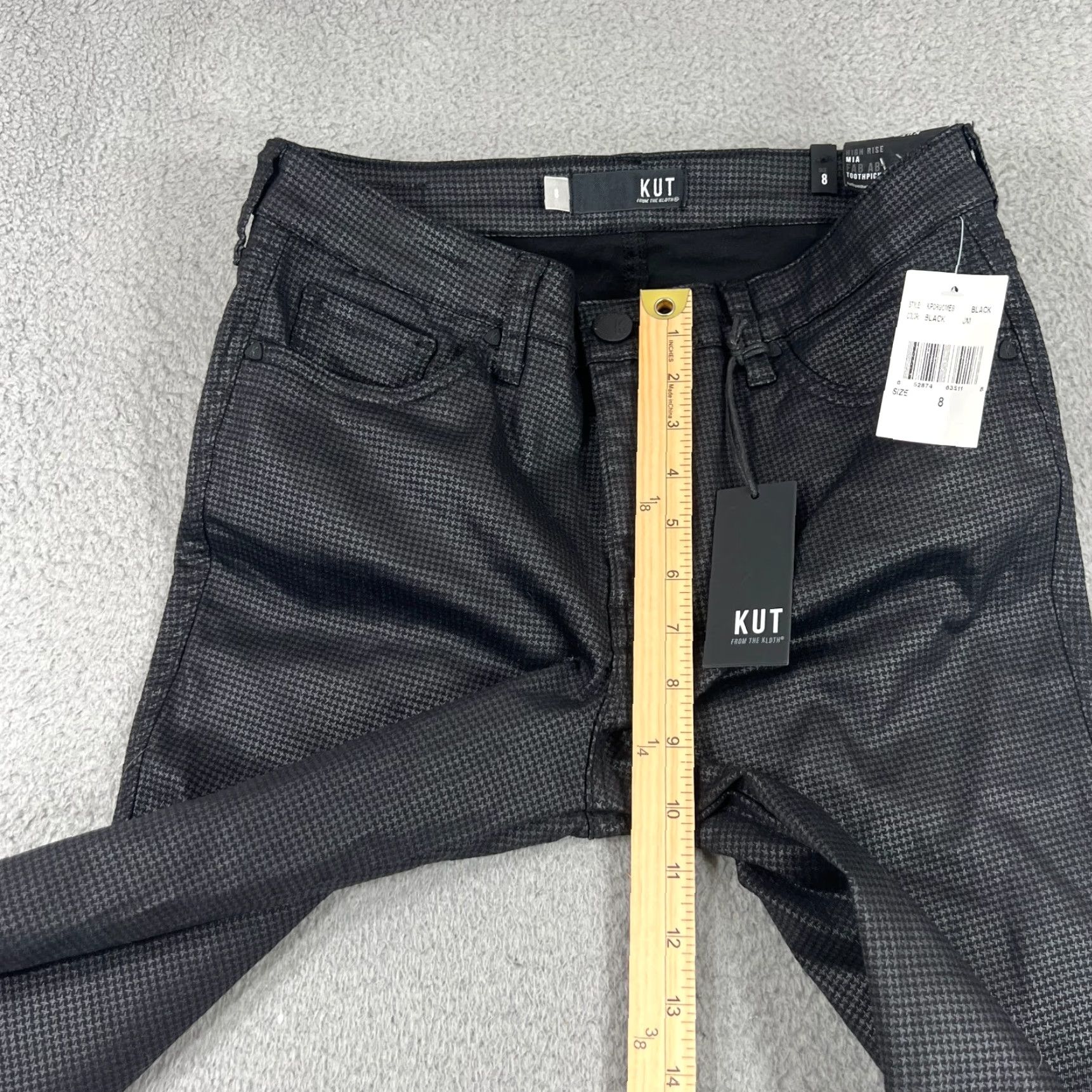 Vintage KUT from the Kloth Mia Fab Ab Toothpick Skinny Jeans Women's 8 Patterned Geometric Black 5-Pocket Regular Inseam 30"} Size 30" / US 8 / IT 44 - 3 Thumbnail