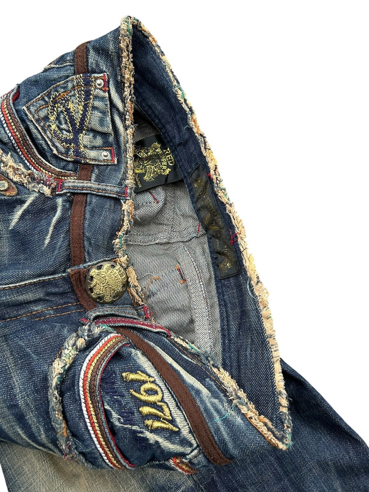If Six Was Nine × KMRii × Le Grande Bleu (L.G.B.) ☠️ Red Papper Japanese Punk Rusty Faded Denim Jeans Lowrise Size US 30 / EU 46 - 18 Thumbnail