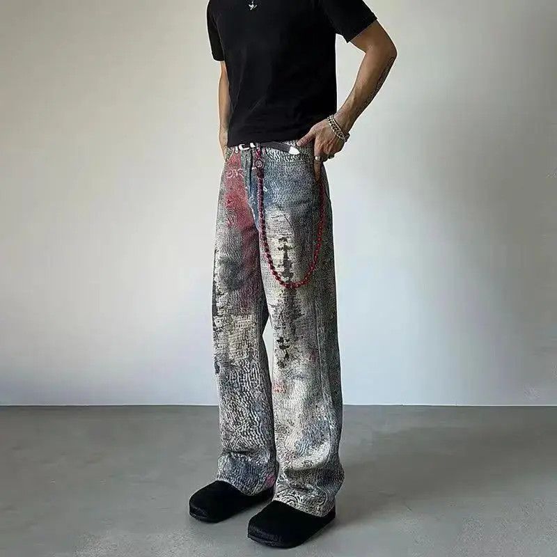 Japanese Brand Digital Print Deconstructed Casual Jeans Size US 32 / EU 48 - 3 Thumbnail