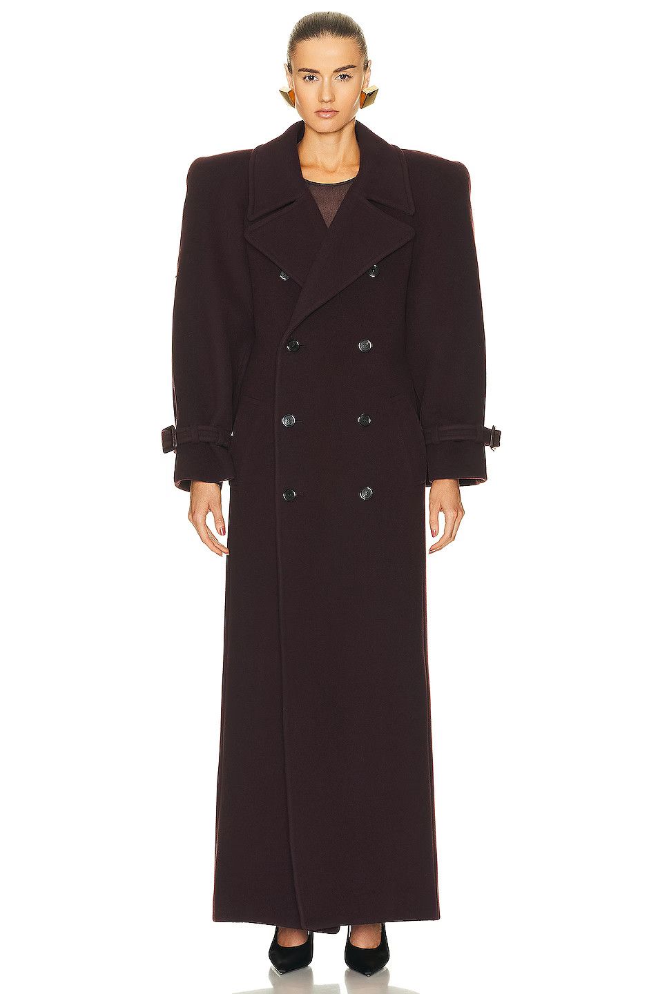 Saint Laurent Paris os11x0624 Wool Coats in Grenat Size S / US 4 / IT 40 - 1 Thumbnail