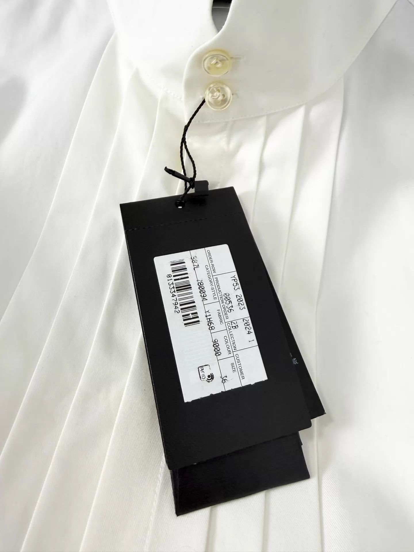 Saint Laurent Paris SLP 24ss White Pleated Stand Collar Dress Shirt 36 Size US XXS / EU 40 - 3 Thumbnail