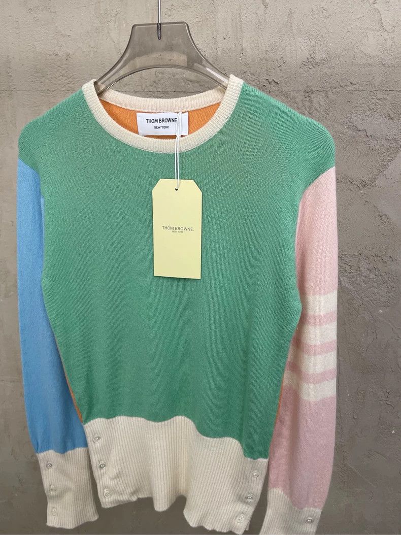 Thom Browne Thom browne Color block four-striped round-neck pure cashme Size US XS / EU 42 / 0 - 3 Thumbnail