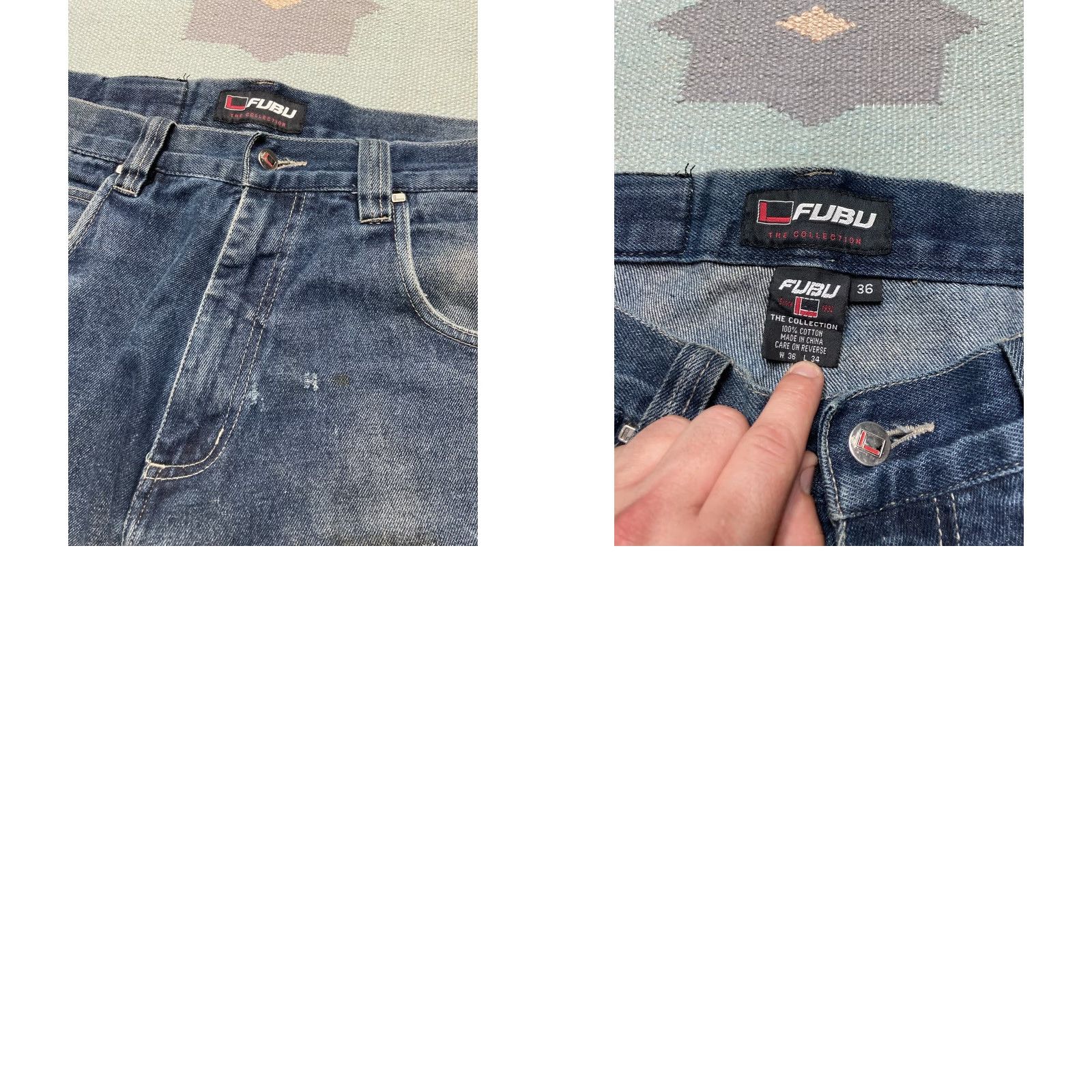 Fubu VINTAGE FUBU Jeans Men 36x33 Wide-Leg Hip Hop Grunge Baggy Y2K Skater Blue Size US 36 / EU 52 - 8 Thumbnail