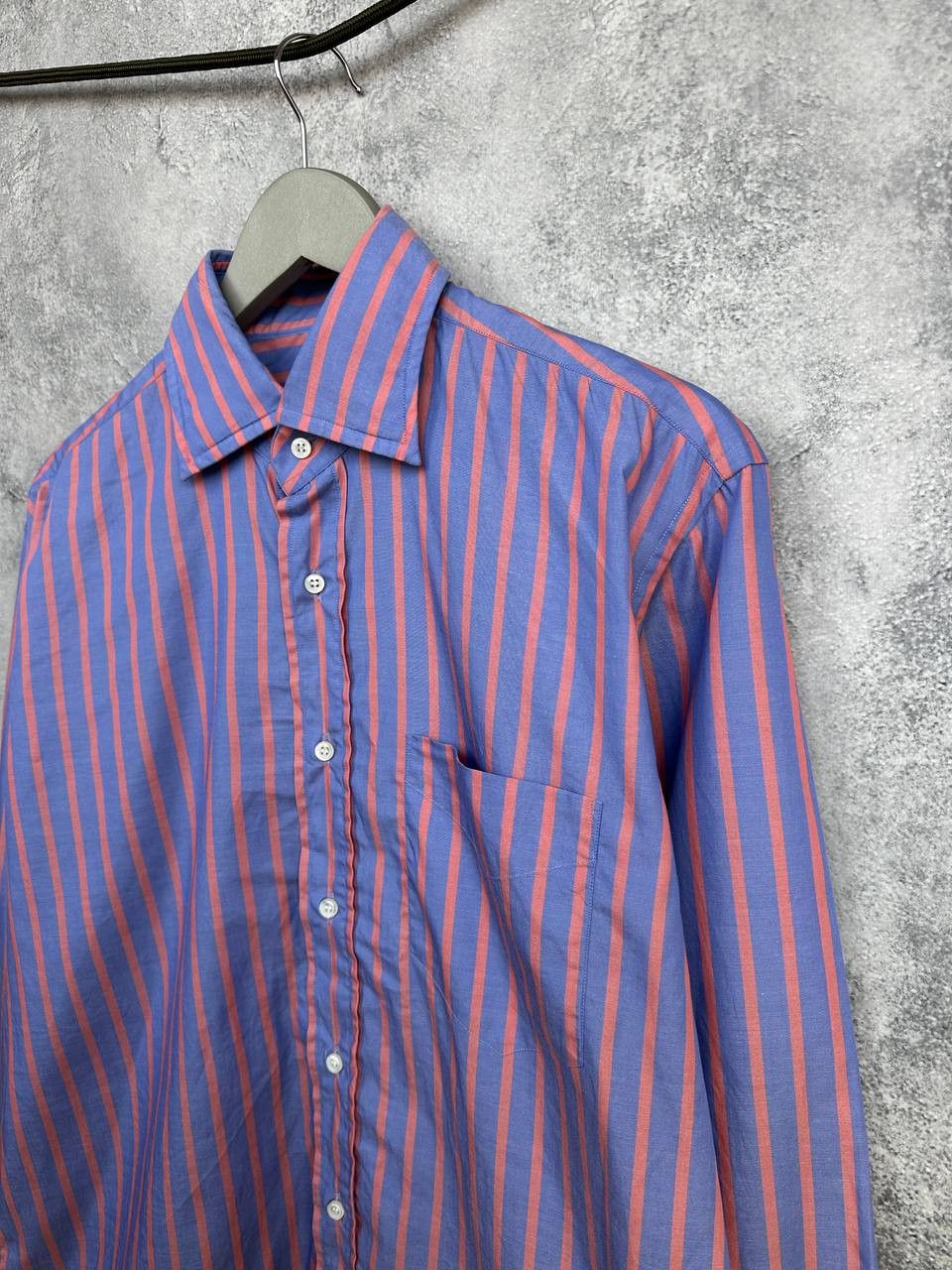 Other ORIAN dal 1968 Striped Button Up Shirt Blue & Coral Cotton Size US L / EU 52-54 / 3 - 5 Thumbnail