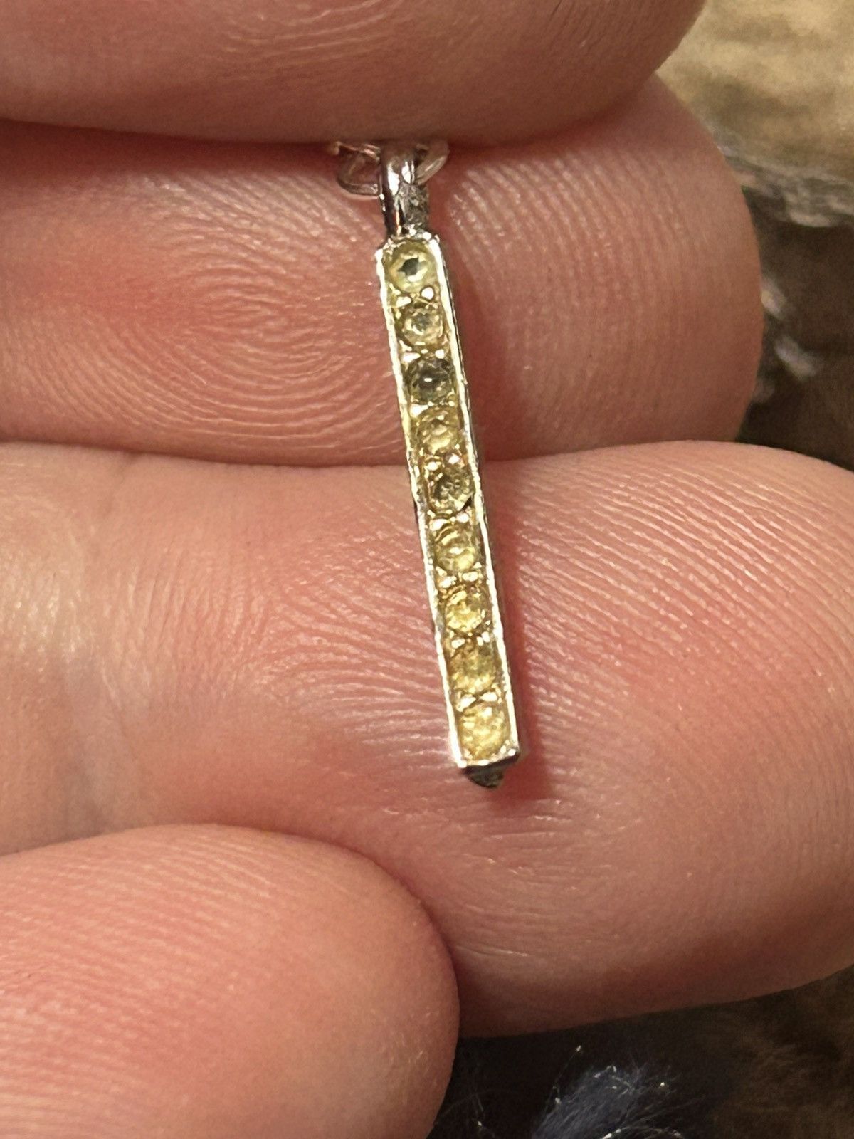 Vintage Handcrafted vintage rhinestone bar pendant on chain necklace Size ONE SIZE - 7 Thumbnail