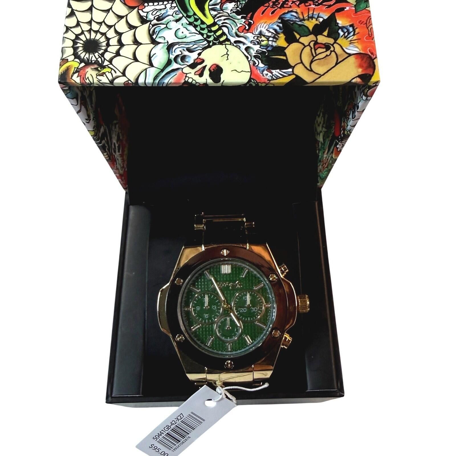 Ed Hardy Ed Hardy Watch Mens Green Gold Chronograph Streetwear NEW Size ONE SIZE - 1 Thumbnail