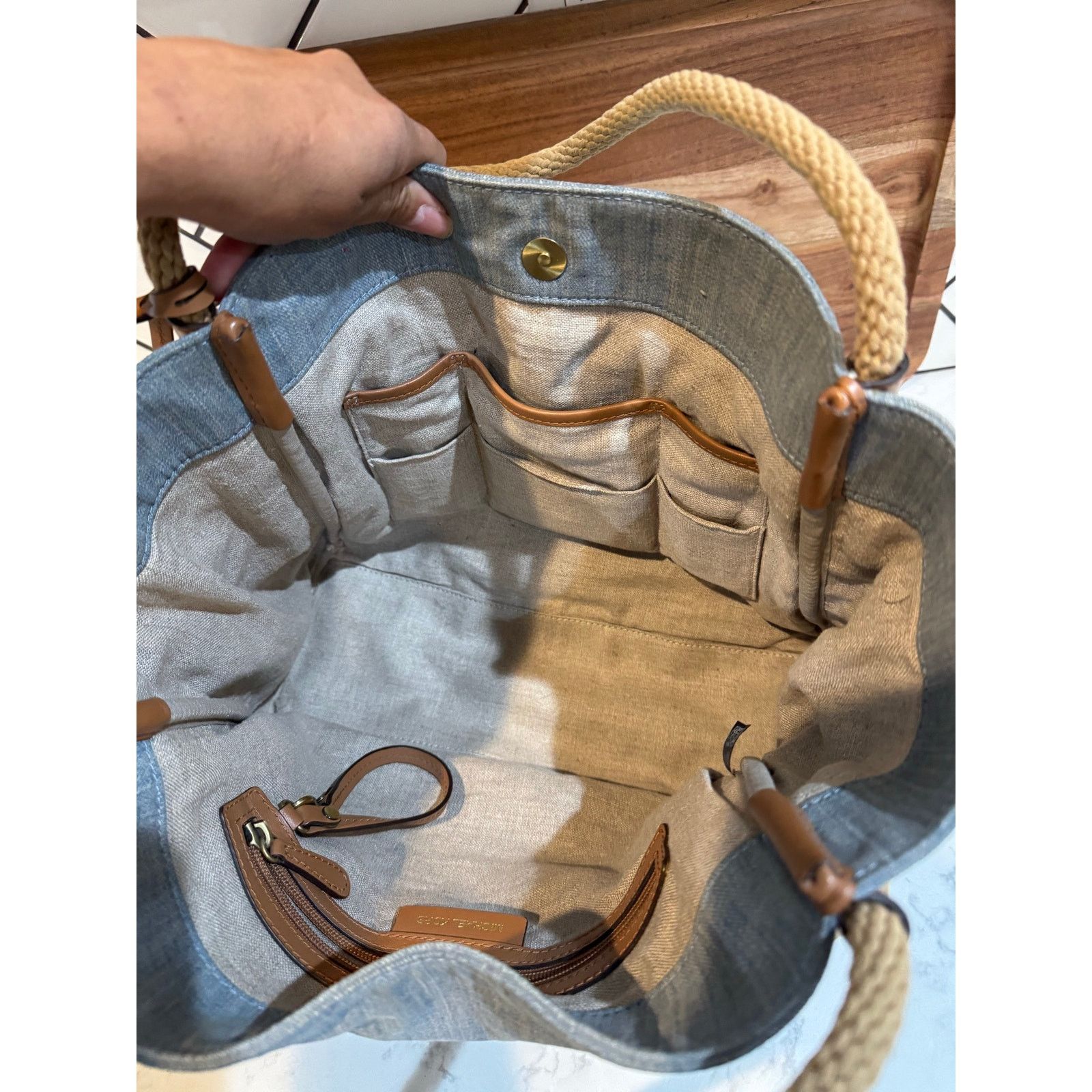 Michael Kors Michael Kors Isla Large Grab Bag denim twisted rope handles Size ONE SIZE - 16 Thumbnail