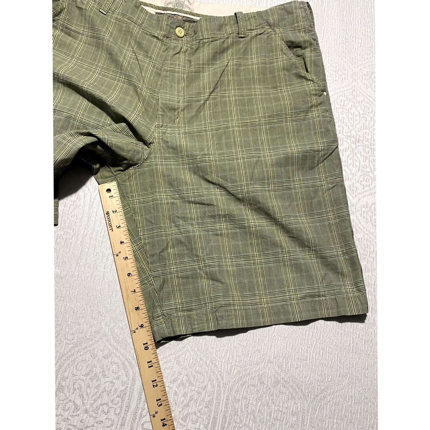 Tommy Bahama Indigo Palms Mens Chino Shorts Plaid Cotton Flat Front Green 40 Size US 40 / EU 56 - 7 Thumbnail