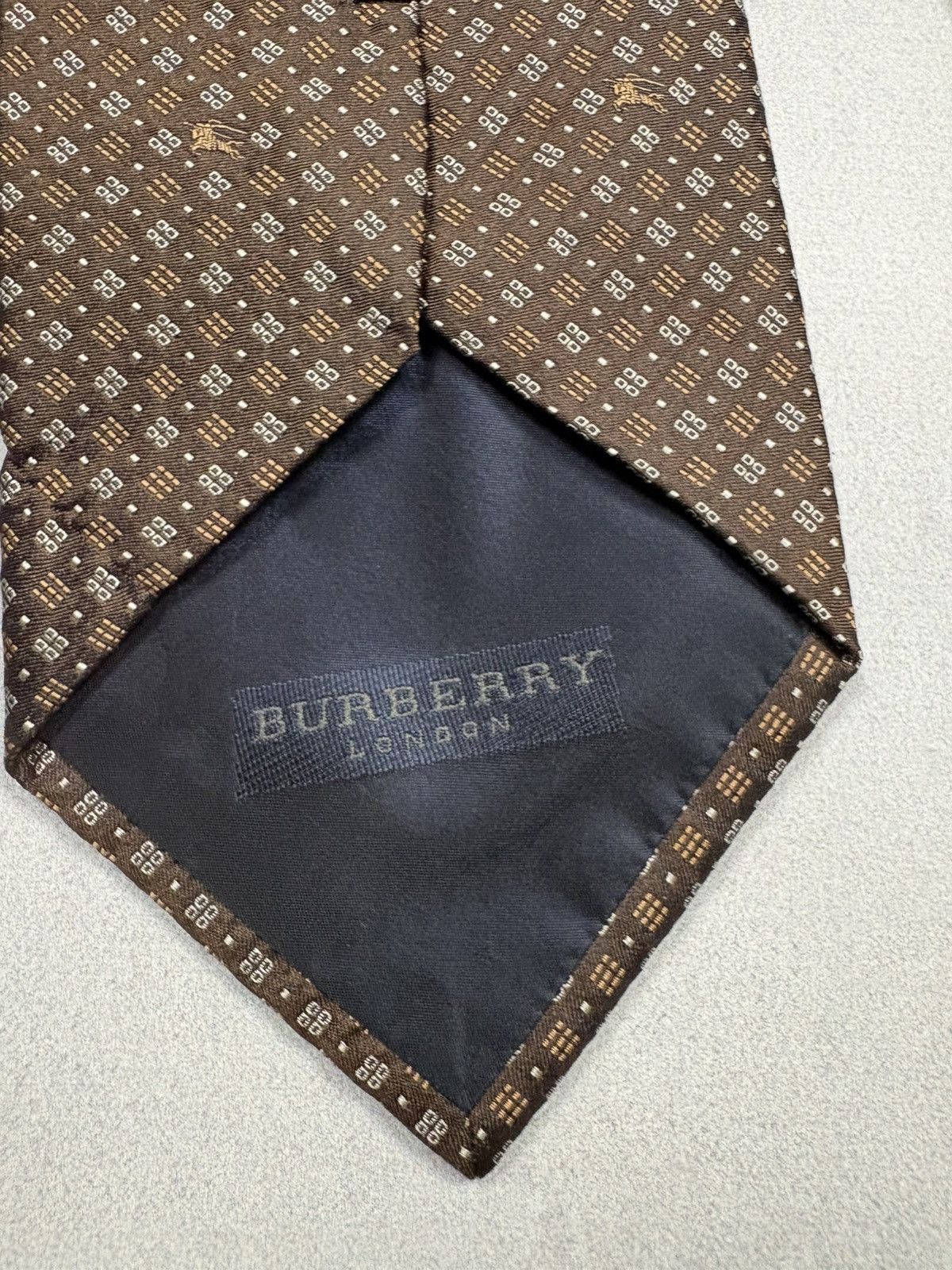 Burberry Burberry London Brown Silk Tie Monogram Pattern Vintage Size ONE SIZE - 12 Thumbnail