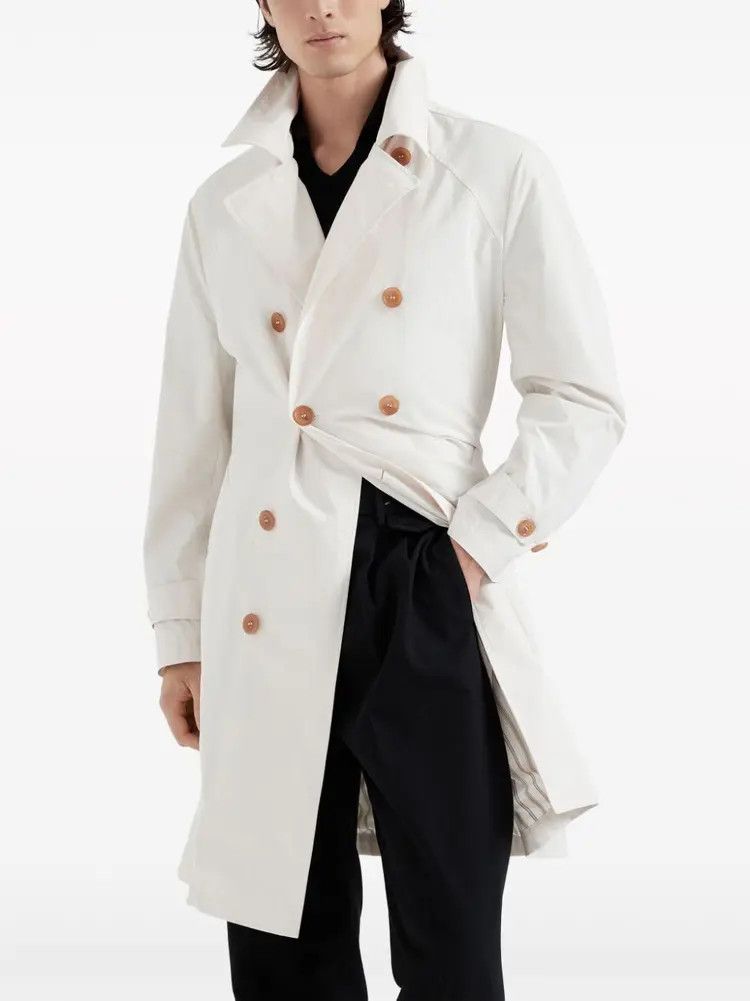 Brunello Cucinelli o1w1db10725 Raincoat in Open White Size US L / EU 52-54 / 3 - 3 Thumbnail
