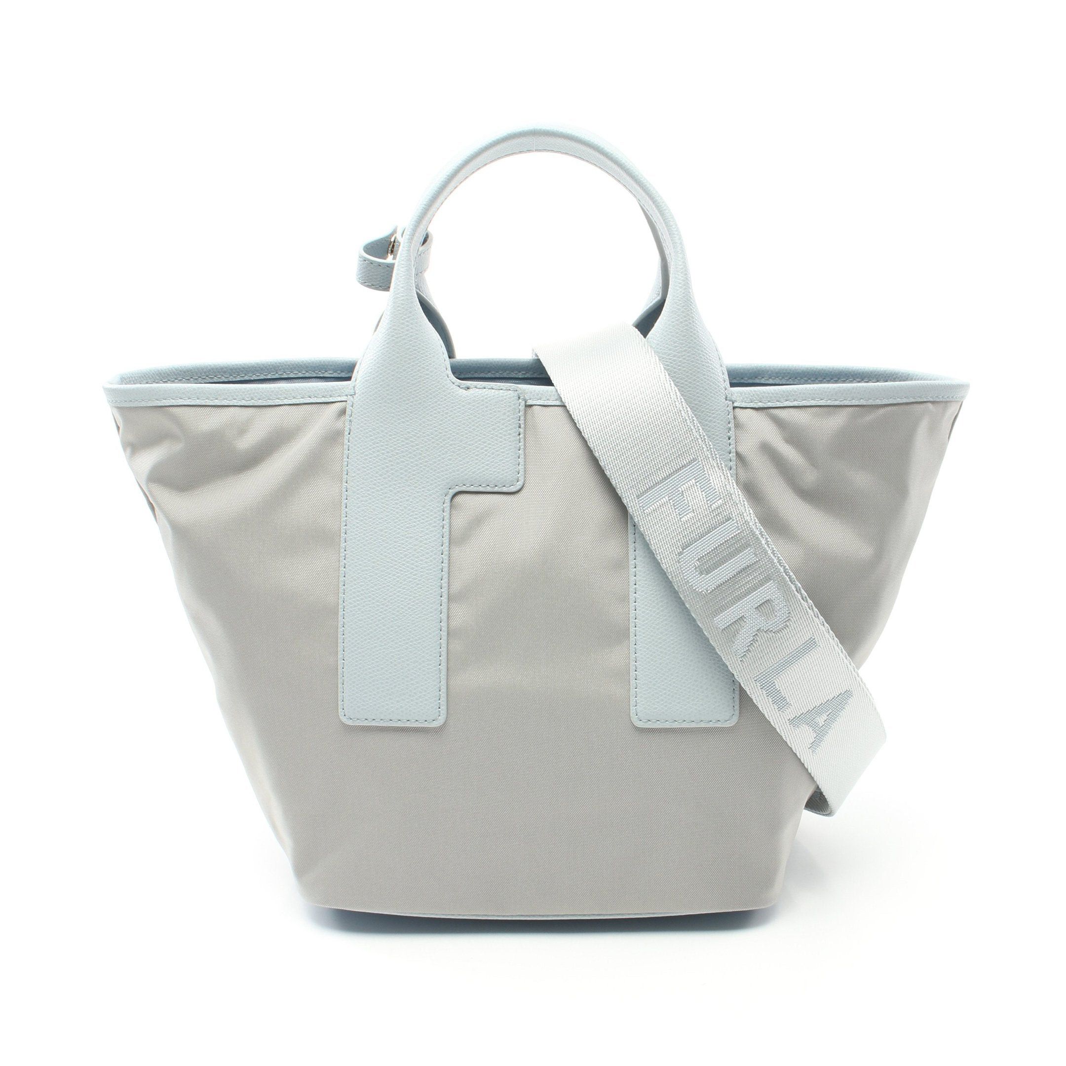 Furla Furla Piuma M Handbag Nylon Canvas Leather Light Gray Blue Size ONE SIZE - 1 Thumbnail