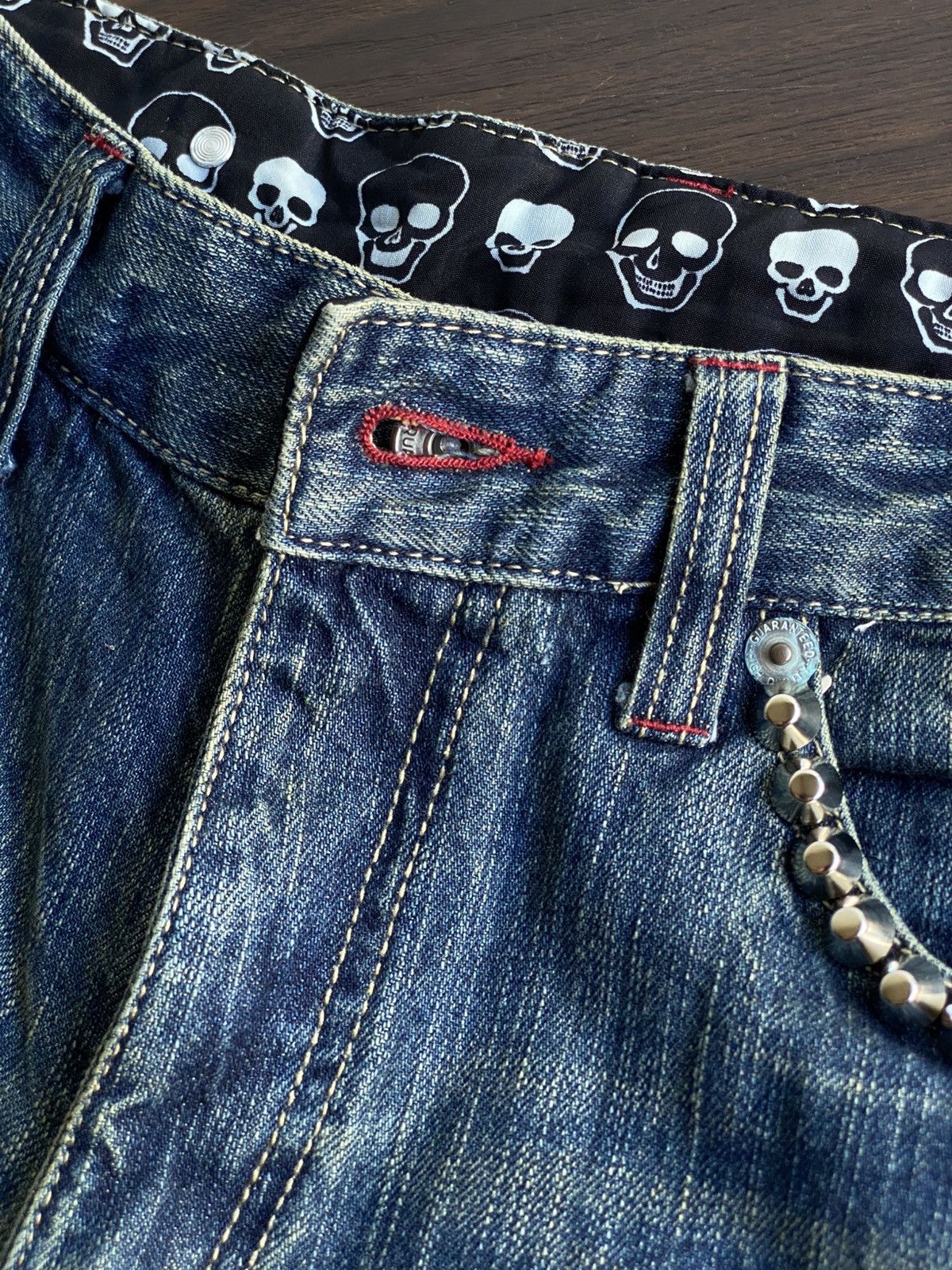 Japanese Brand STUDDED MUD DISTRESSED RING PATCHWORK SKULL Size US 30 / EU 46 - 11 Thumbnail