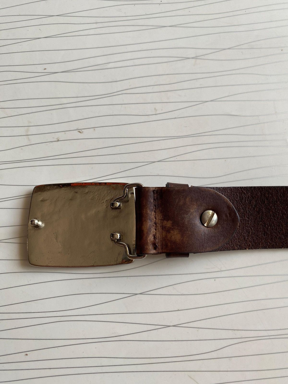 Japanese Brand Dsquared2 Vintage Western Mountain Buckle Leather Belt Brown Size 34 - 8 Thumbnail