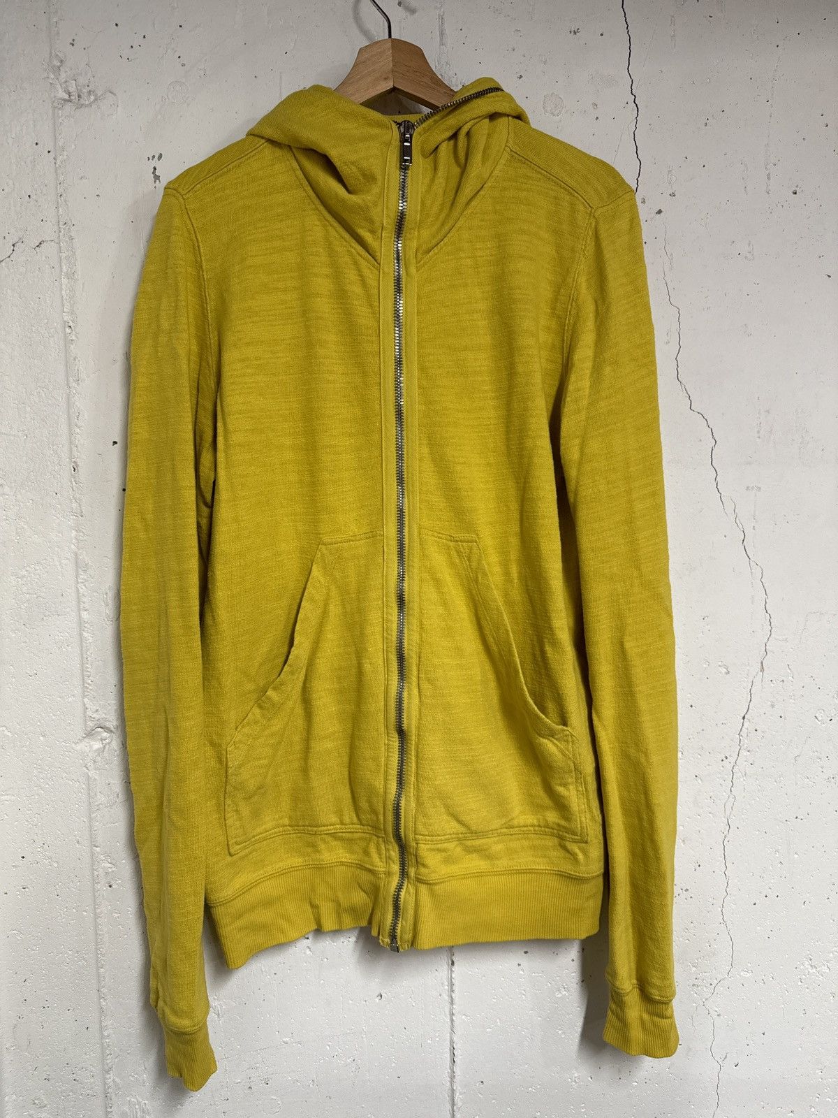 image of Rick Owens Drkshdw French Terry Gimp Zipper Hoodie L in Lemon, Men's (Size Large)