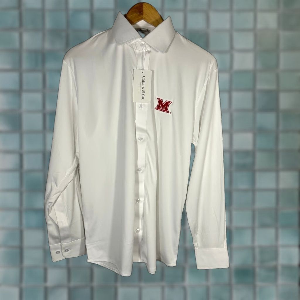 CO Collars & Co Mens White Long Sleeve Polo Shirt S Size 36R - 1 Thumbnail