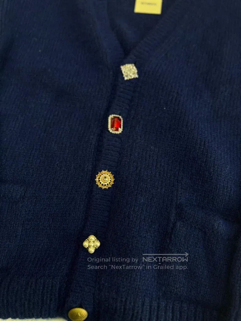 Vetements Vetements Blue Cardigan with Jewel Embellishments Size US M / EU 48-50 / 2 - 3 Thumbnail