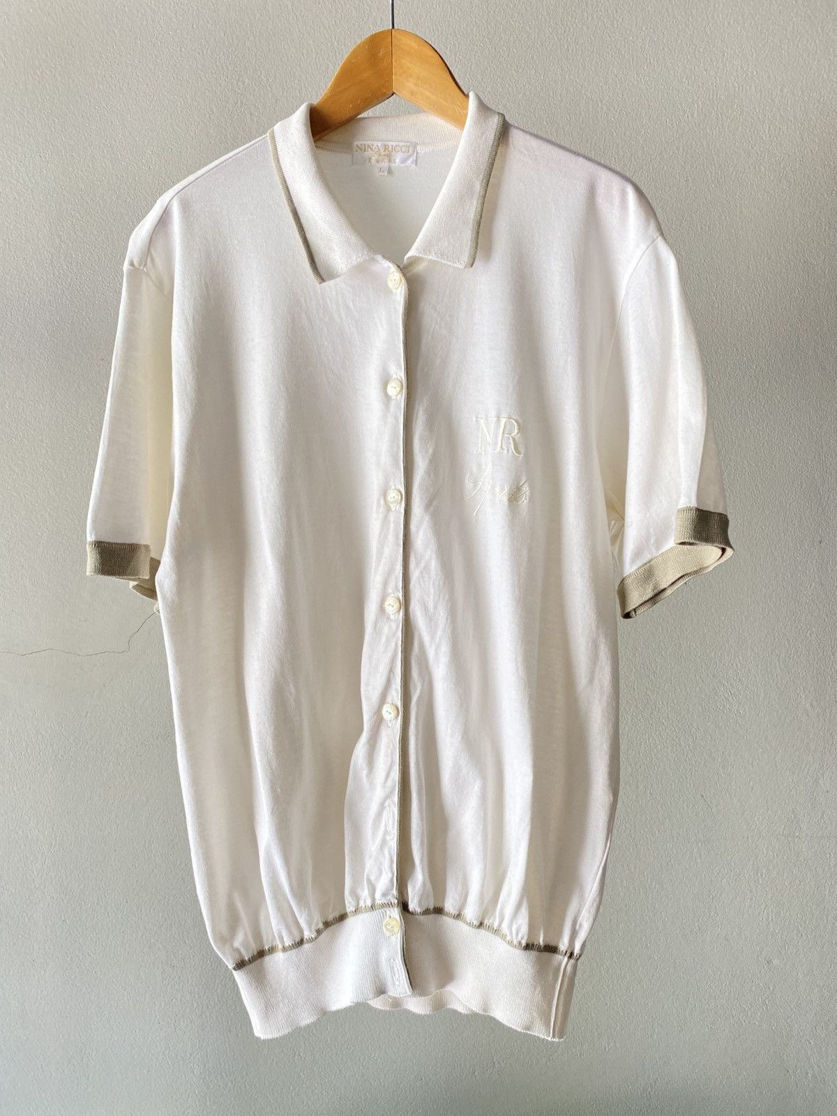 Nina Ricci NINA RICCI Sports PARIS Vintage White Knit Top Size L / US 10 / IT 46 - 13 Thumbnail