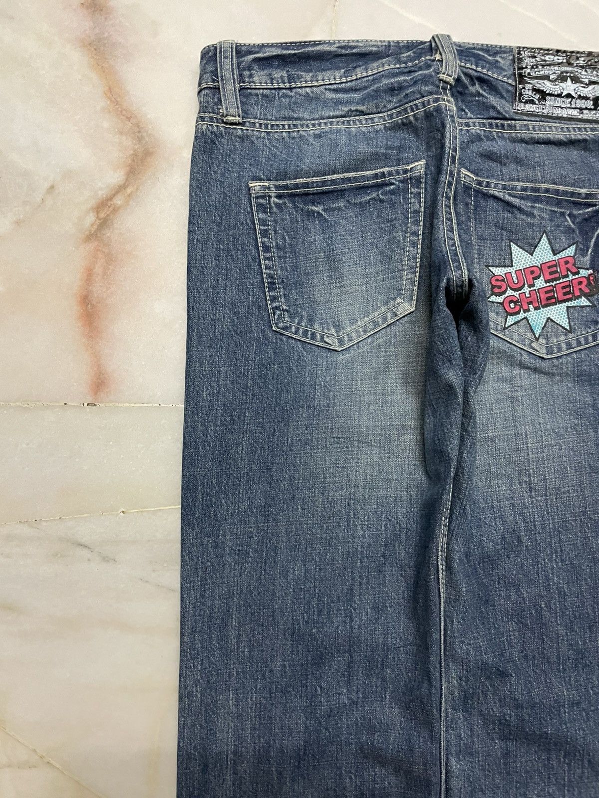Japanese Brand 💥Sick💥Vintage Co&Lu Mudwash Super Cheere Print Denim Jeans Size US 31 - 15 Thumbnail
