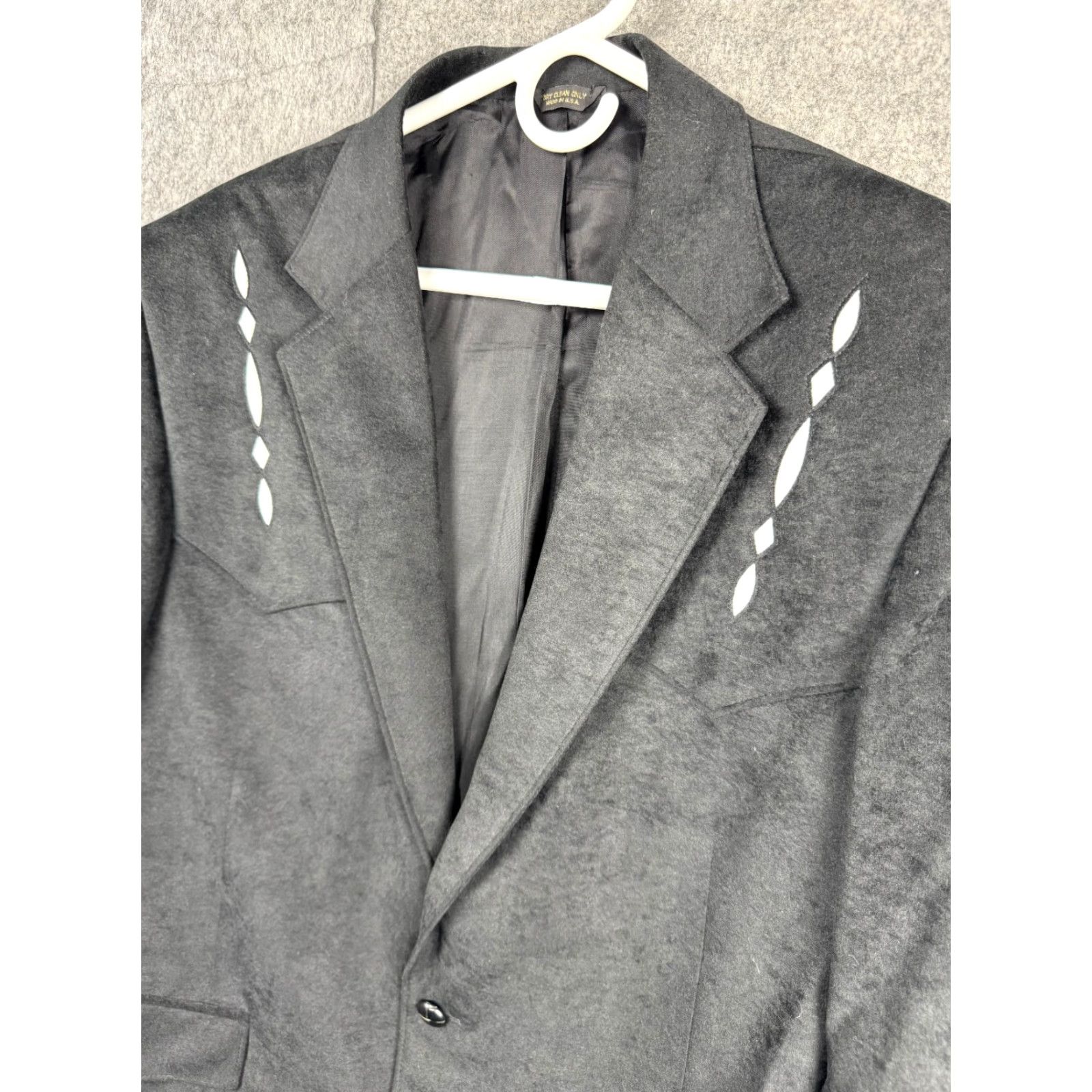 Vintage VINTAGE Pagano West Pueblo Coat Mens 44L Black Poly Suede Western Blazer USA Made Rodeo Size 44R - 2 Thumbnail
